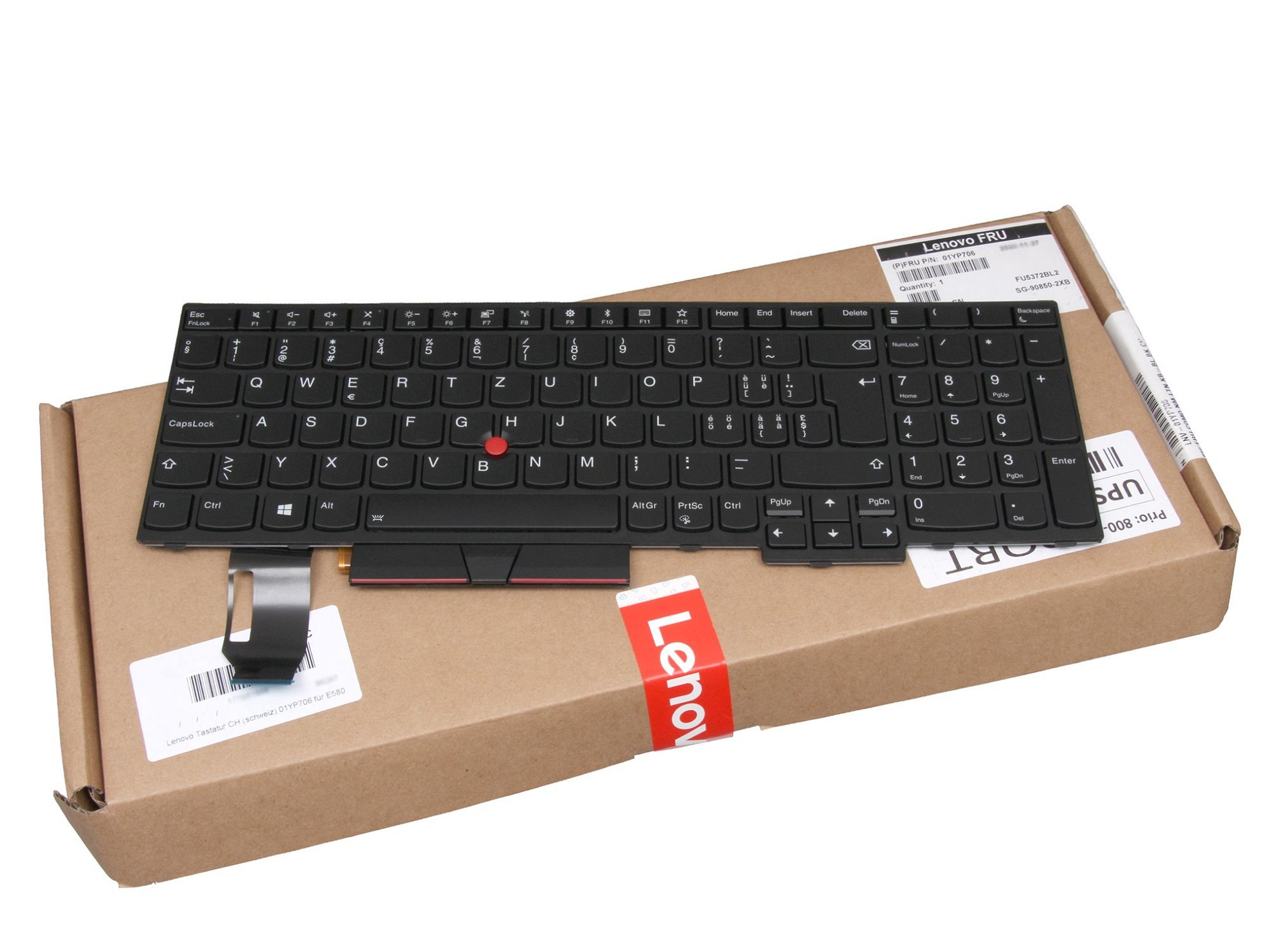 Lenovo 01YP706 Tastatur CH (schweiz) schwarz/schwarz mit Backlight und Mouse-Stick