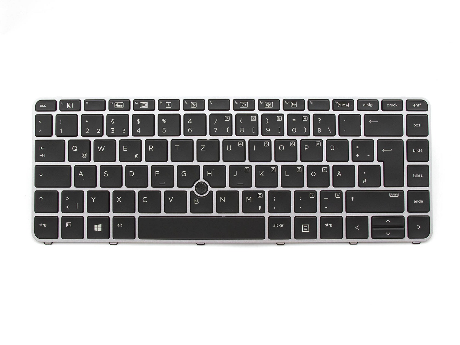 HP 903008-041 Tastatur DE (deutsch) schwarz/silber matt mit Backlight und Mouse-Stick
