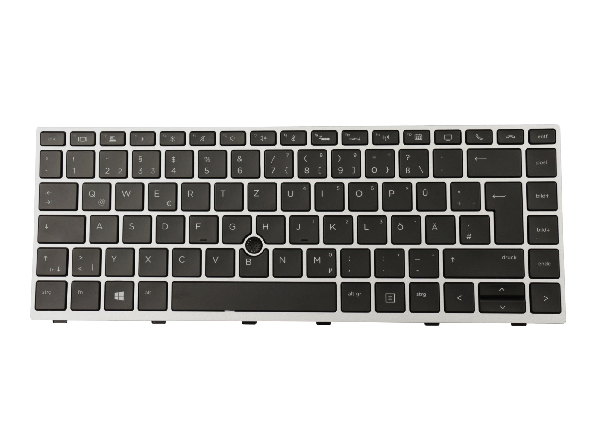 HP L14378-041 Tastatur DE (deutsch) schwarz/silber mit Backlight und Mouse-Stick (SureView)