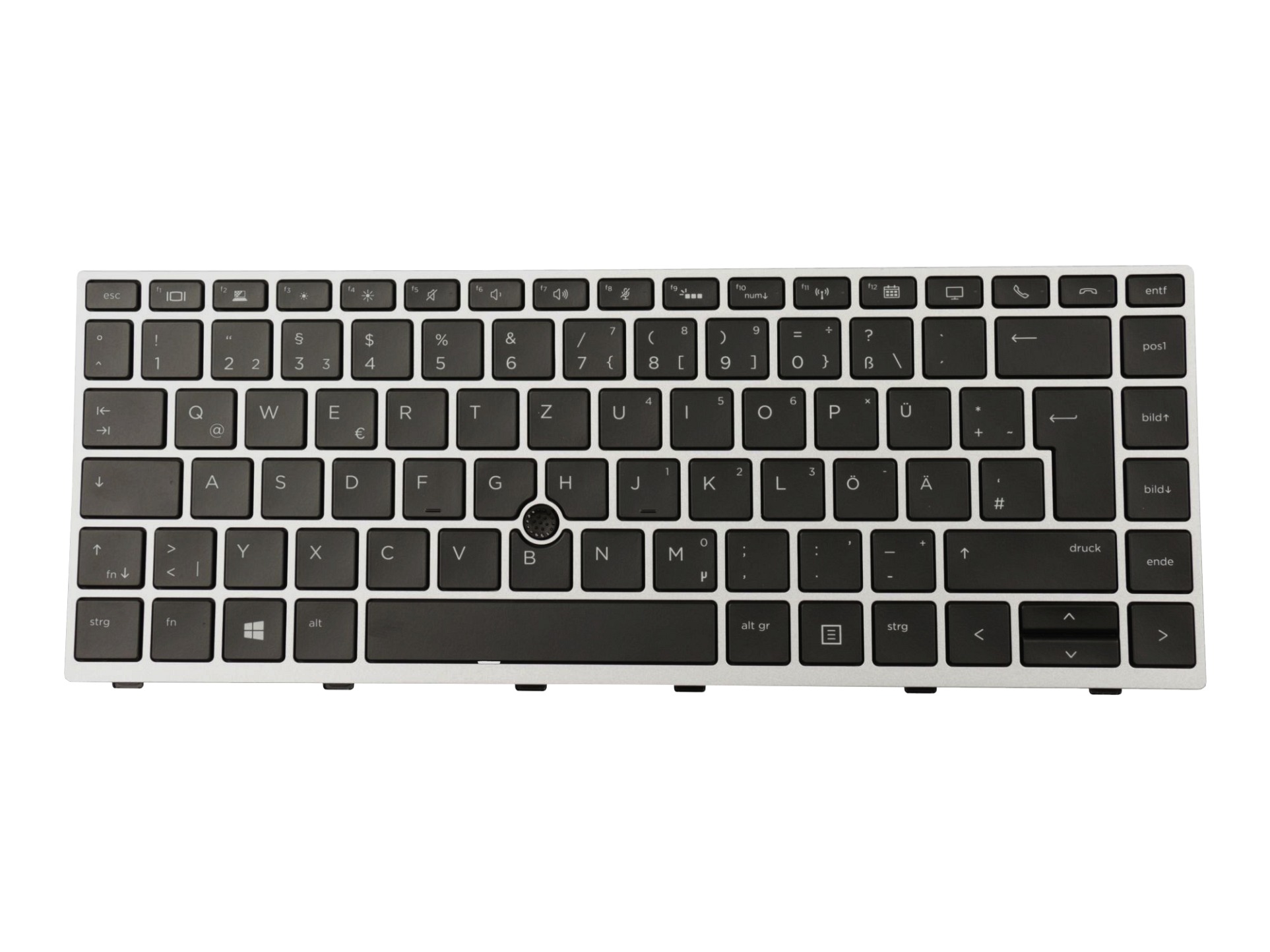 HP 6037B0138504 Tastatur DE (deutsch) schwarz/silber mit Backlight und Mouse-Stick (SureView)