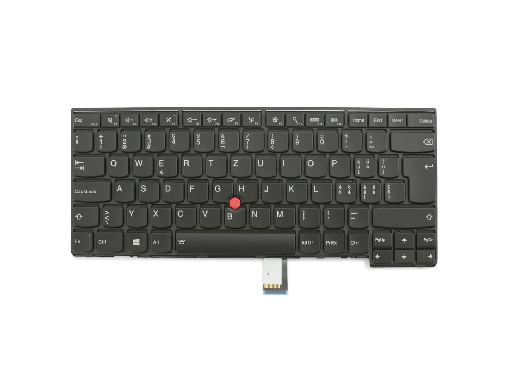 Lenovo 04X0128 Tastatur CH (schweiz) schwarz/schwarz matt mit Backlight und Mouse-Stick