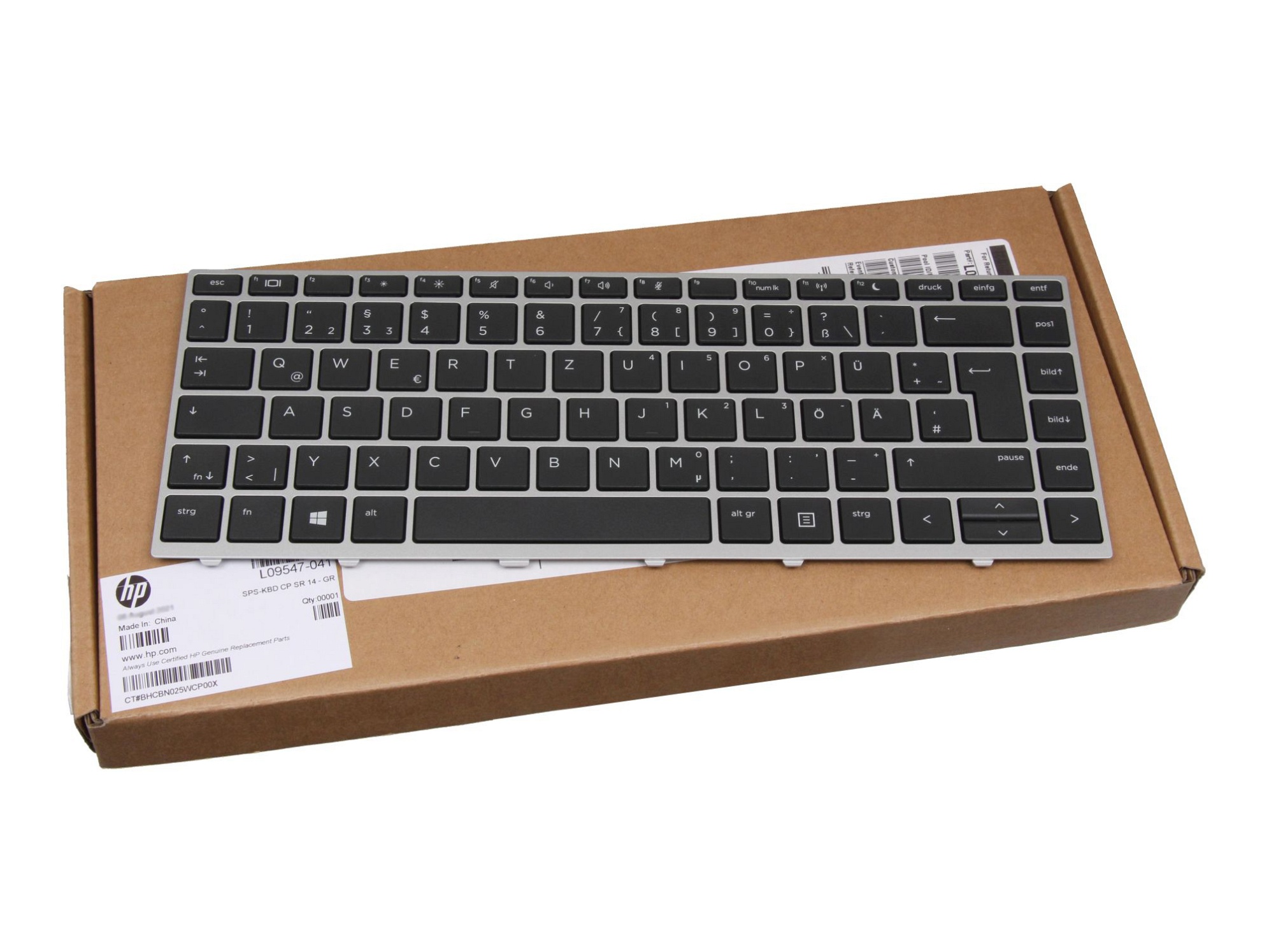 HP L00736-041 Tastatur DE (deutsch) schwarz/silber