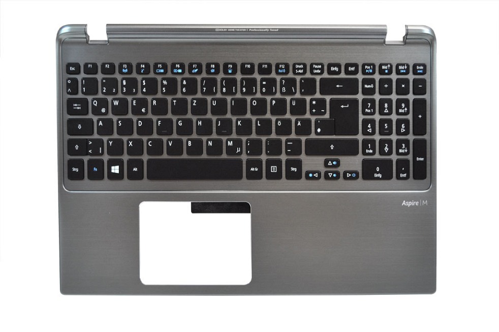 Acer PK130O22B09 Tastatur inkl. Topcase DE (deutsch) schwarz/silber mit Backlight