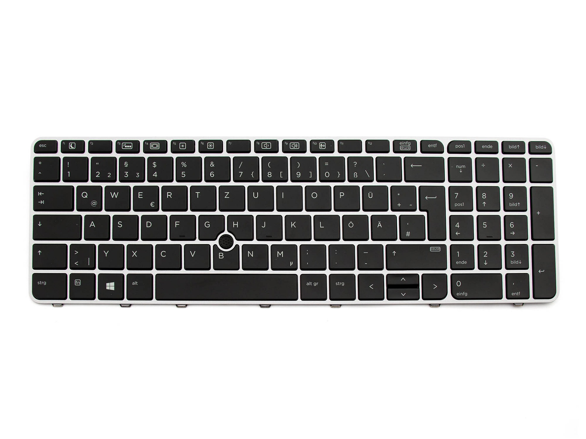 HP 836623-041 Tastatur DE (deutsch) schwarz/silber matt mit Backlight und Mouse-Stick
