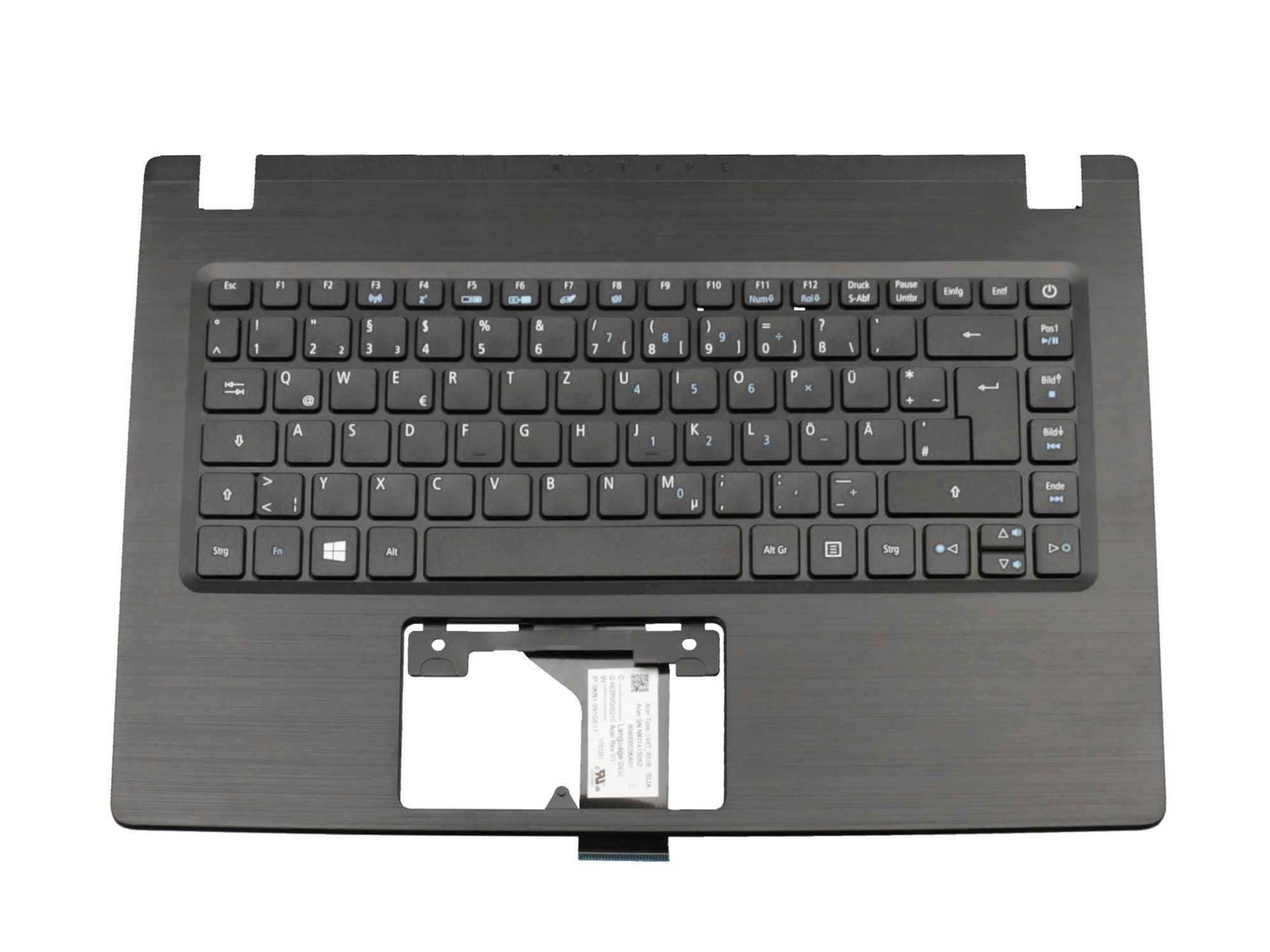 Acer EAZ8P00301A Tastatur inkl. Topcase DE (deutsch) schwarz/schwarz