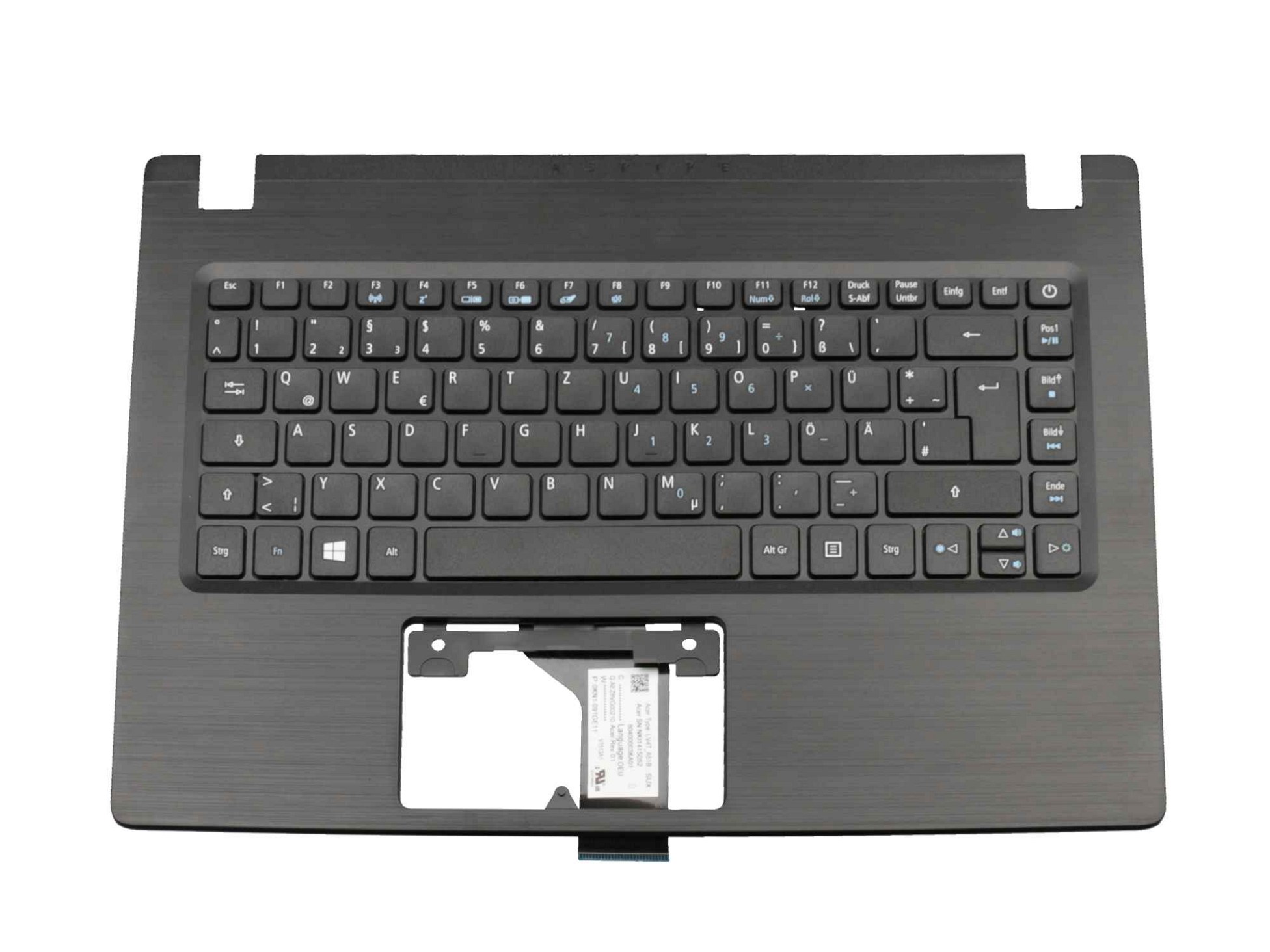 Acer 1KAJZZG0062 Tastatur inkl. Topcase DE (deutsch) schwarz/schwarz