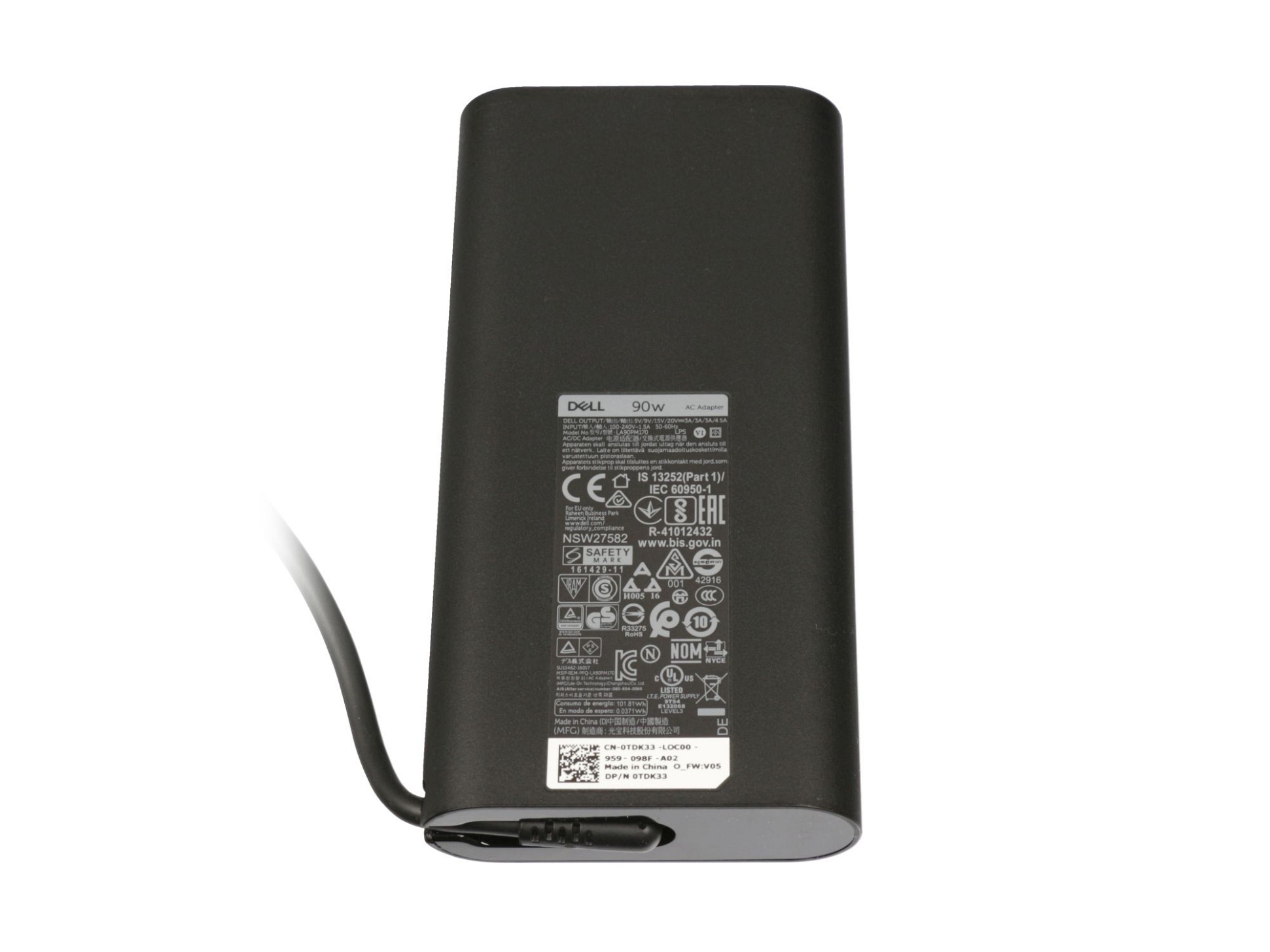 USB-C Netzteil 90,0 Watt abgerundete Bauform für Dell XPS 17 (9710)