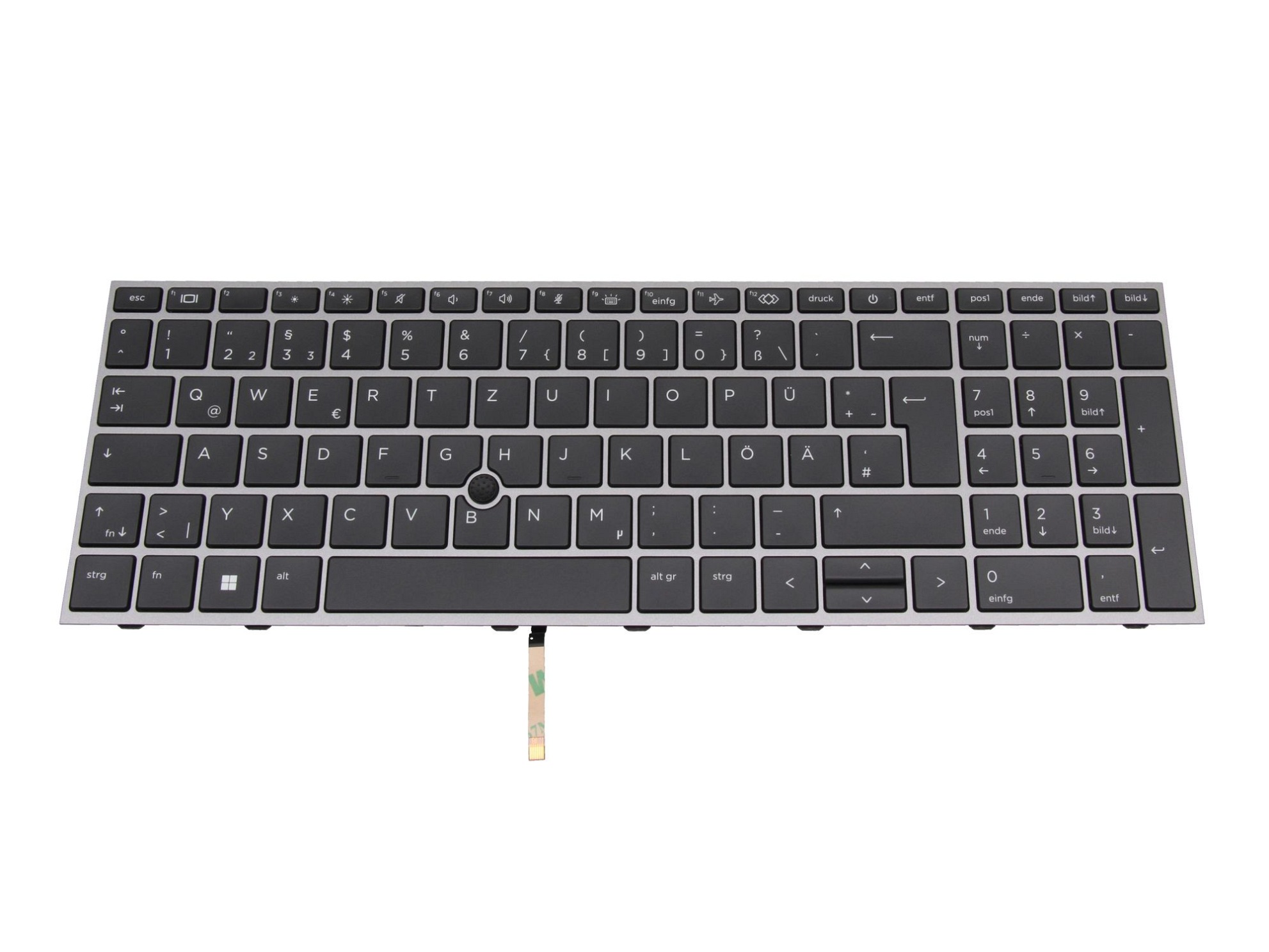 HP NSK-X01BC Tastatur DE (deutsch) dunkelgrau/grau mit Backlight und Mouse-Stick
