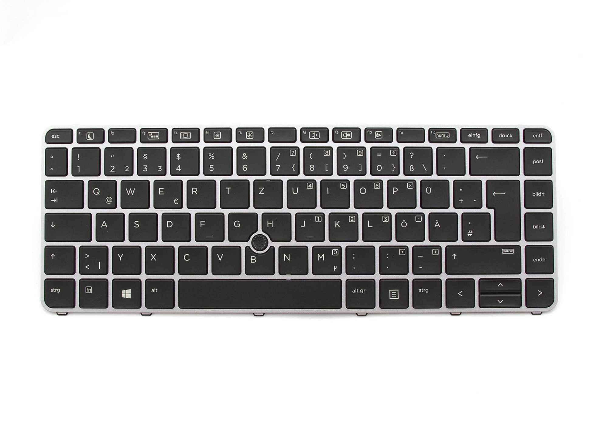 HP 819877-041 Tastatur DE (deutsch) schwarz/silber matt mit Backlight und Mouse-Stick