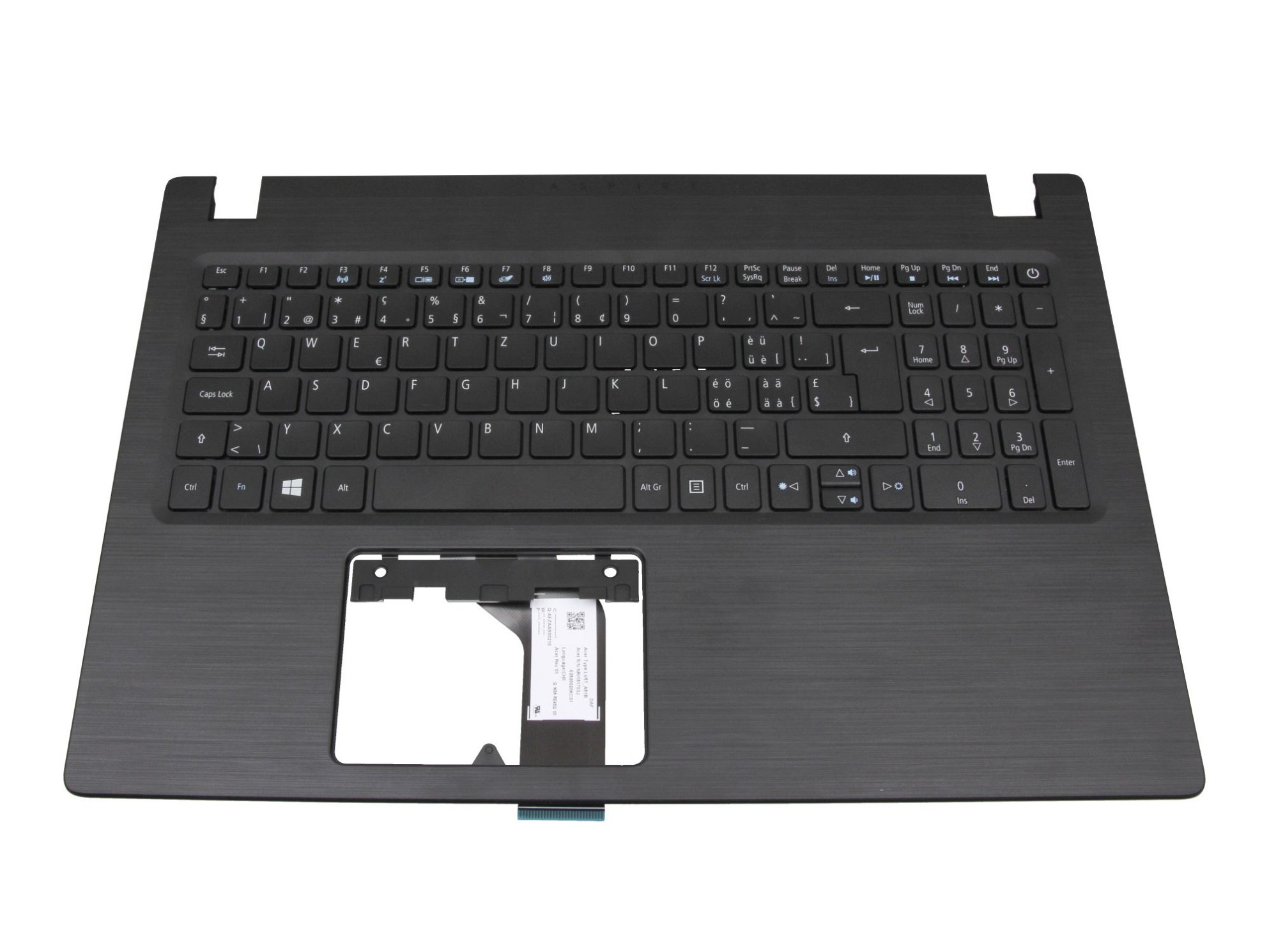 Acer GBQNPN70240 Tastatur inkl. Topcase SF (schweiz-französisch) schwarz/schwarz