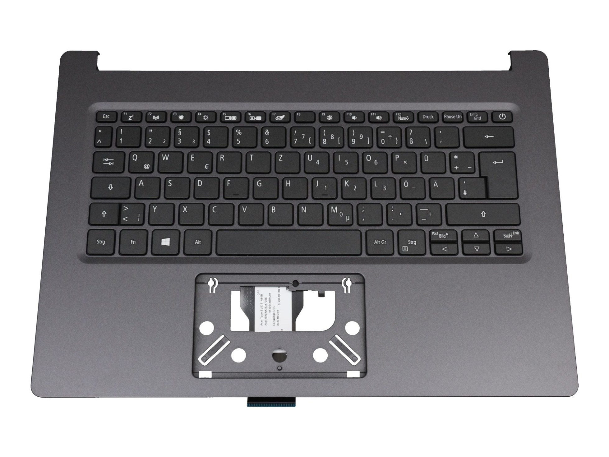 Acer NKI131705E Tastatur inkl. Topcase DE (deutsch) schwarz/schwarz