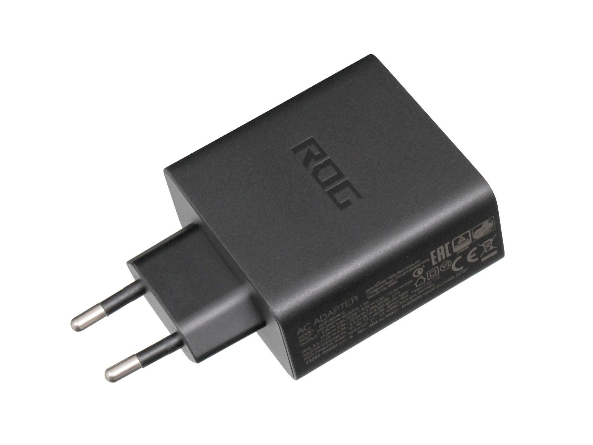 USB-C Netzteil 65 Watt EU Wallplug kleine Bauform für Asus ROG Phone 5 (ZS673KS) Fan