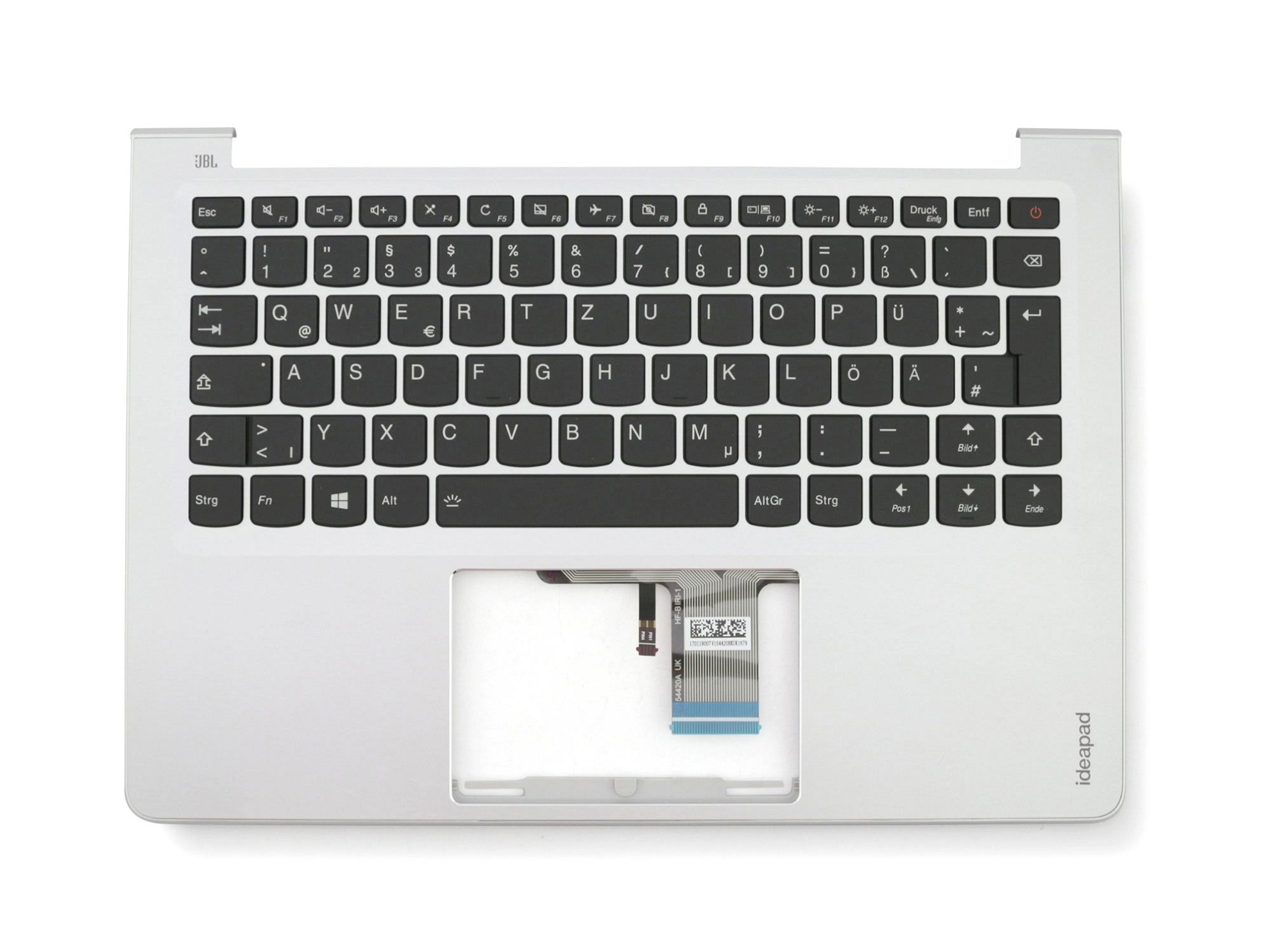 Sunrex V154420BK1-GR Tastatur inkl. Topcase DE (deutsch) schwarz/silber mit Backlight