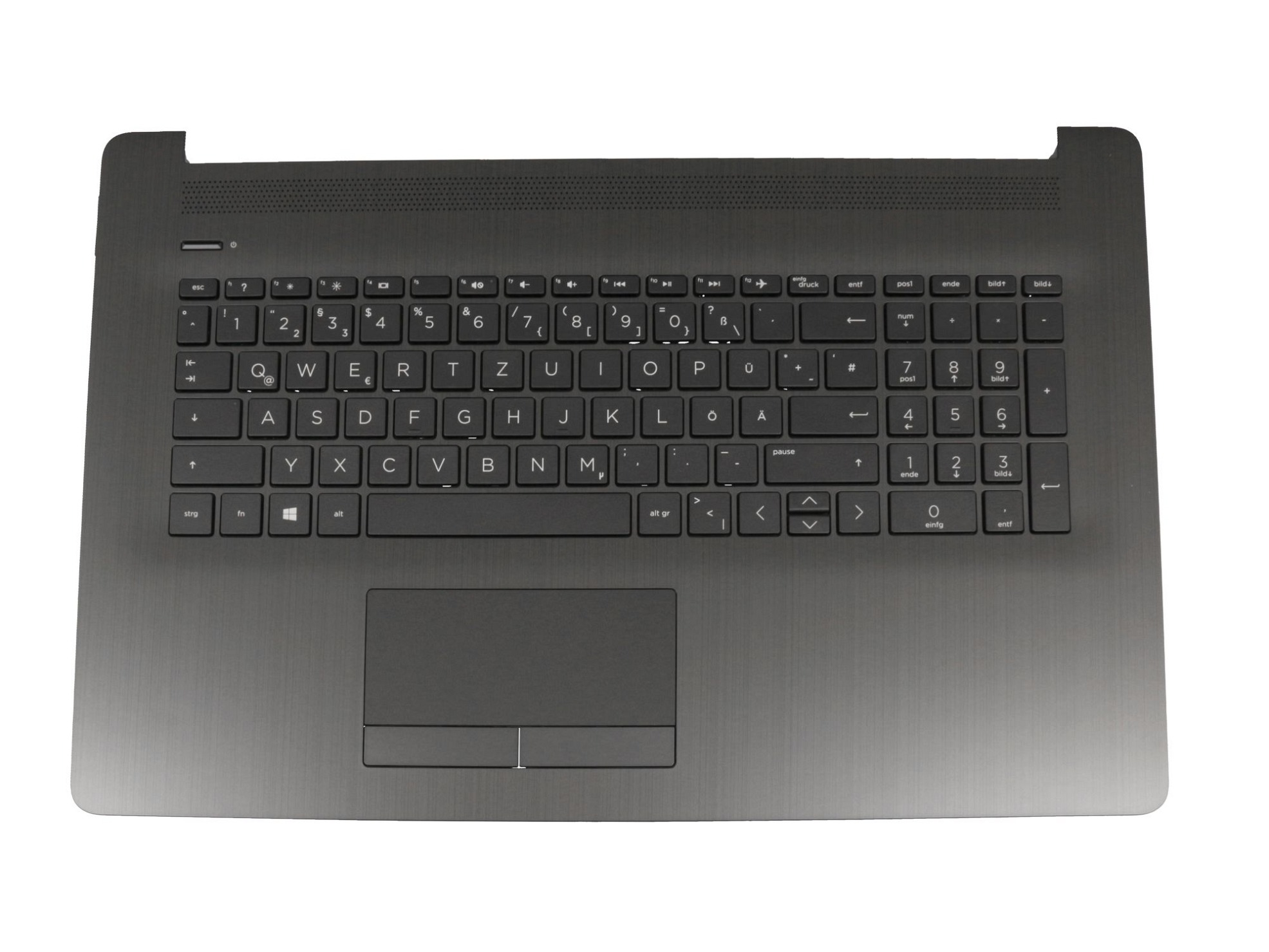 HP 2H1719-05330I Rev.A Tastatur inkl. Topcase DE (deutsch) schwarz/schwarz (DVD) (Optik: Metall schwarz gebürstet) 