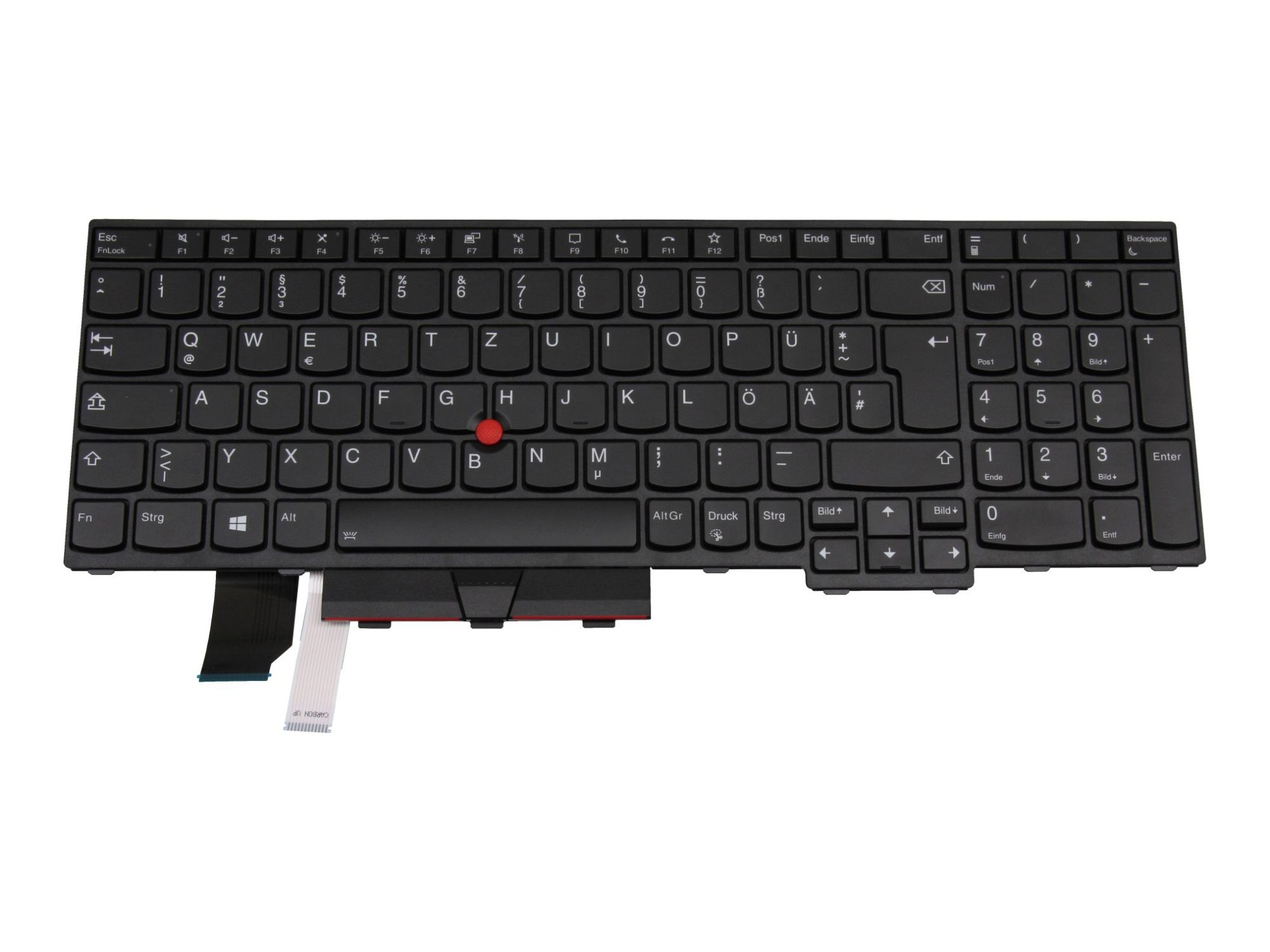 Lenovo 5N20W68300 Tastatur DE (deutsch) schwarz/schwarz mit Backlight und Mouse-Stick