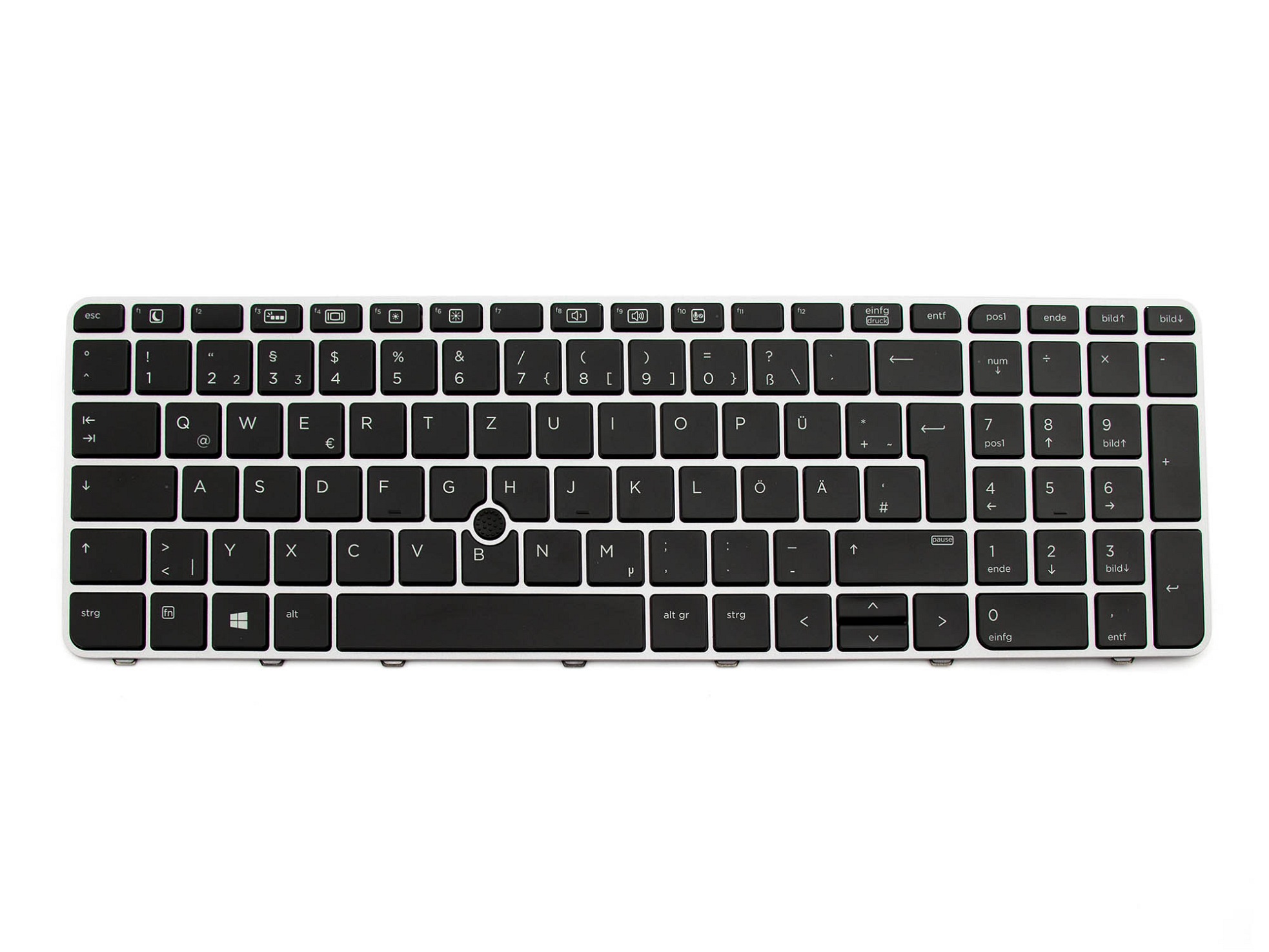 IEC 6037B0113804 Tastatur DE (deutsch) schwarz/silber matt mit Backlight und Mouse-Stick