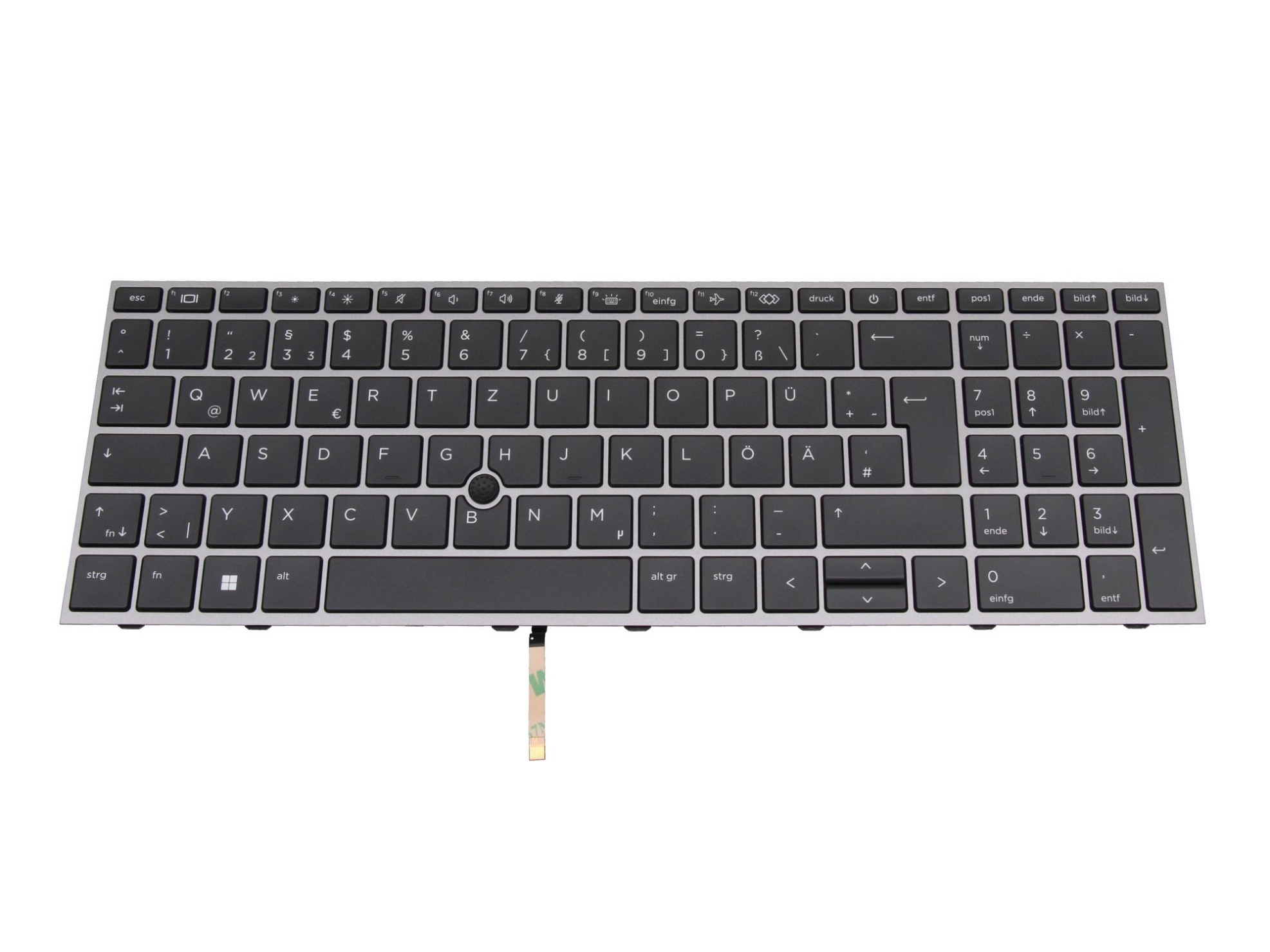 HP NSK-X00BC Tastatur DE (deutsch) dunkelgrau/grau mit Backlight und Mouse-Stick