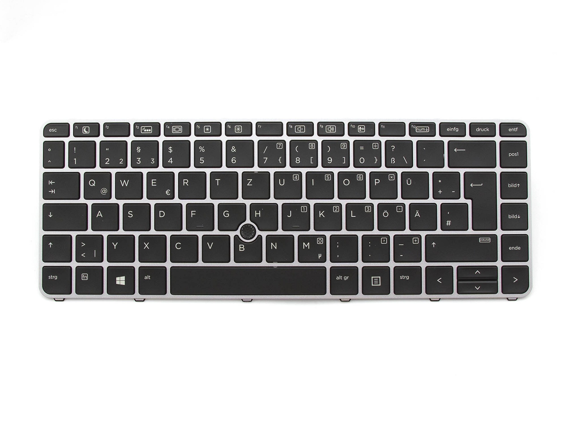 HP 836308-041 Tastatur DE (deutsch) schwarz/silber matt mit Backlight und Mouse-Stick