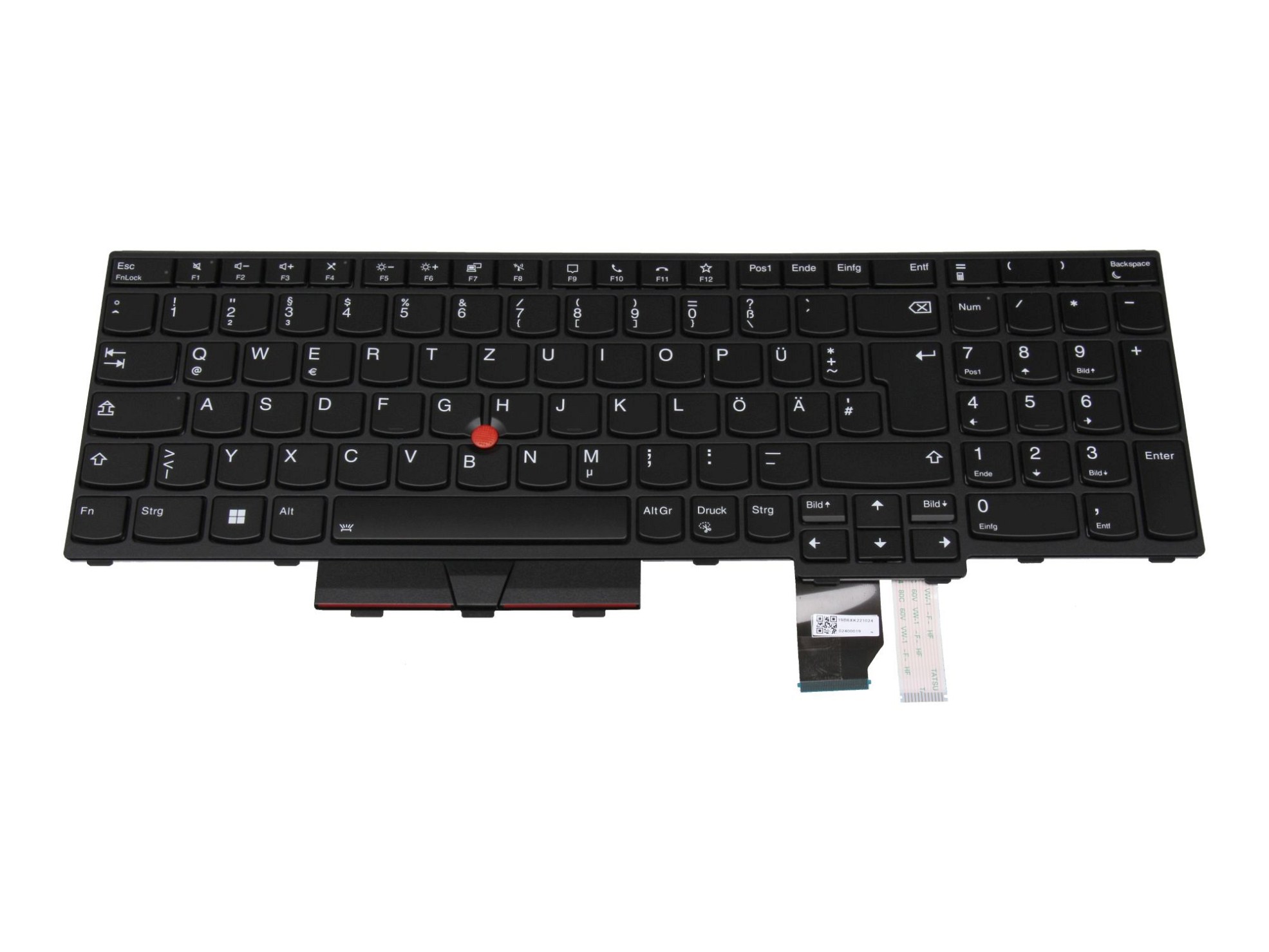 T016L1 Tastatur DE (deutsch) schwarz/schwarz matt mit Backlight und Mouse-Stick
