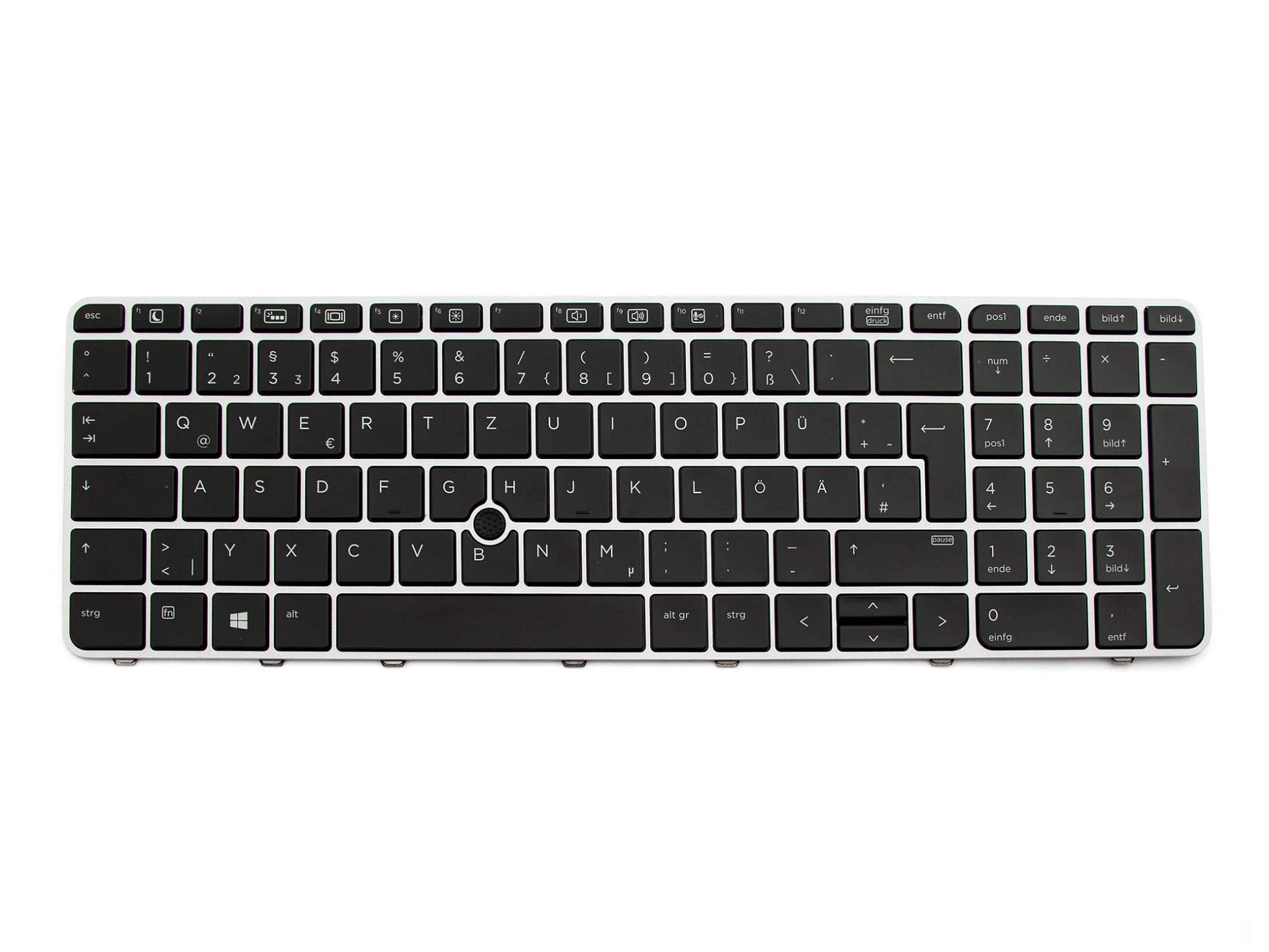 TDE850 Tastatur DE (deutsch) schwarz/silber matt mit Backlight und Mouse-Stick