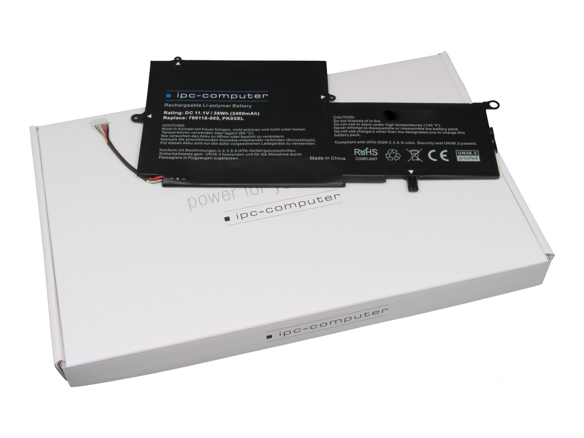 IPC-Computer Akku 38Wh für HP Spectre x360 13-4000