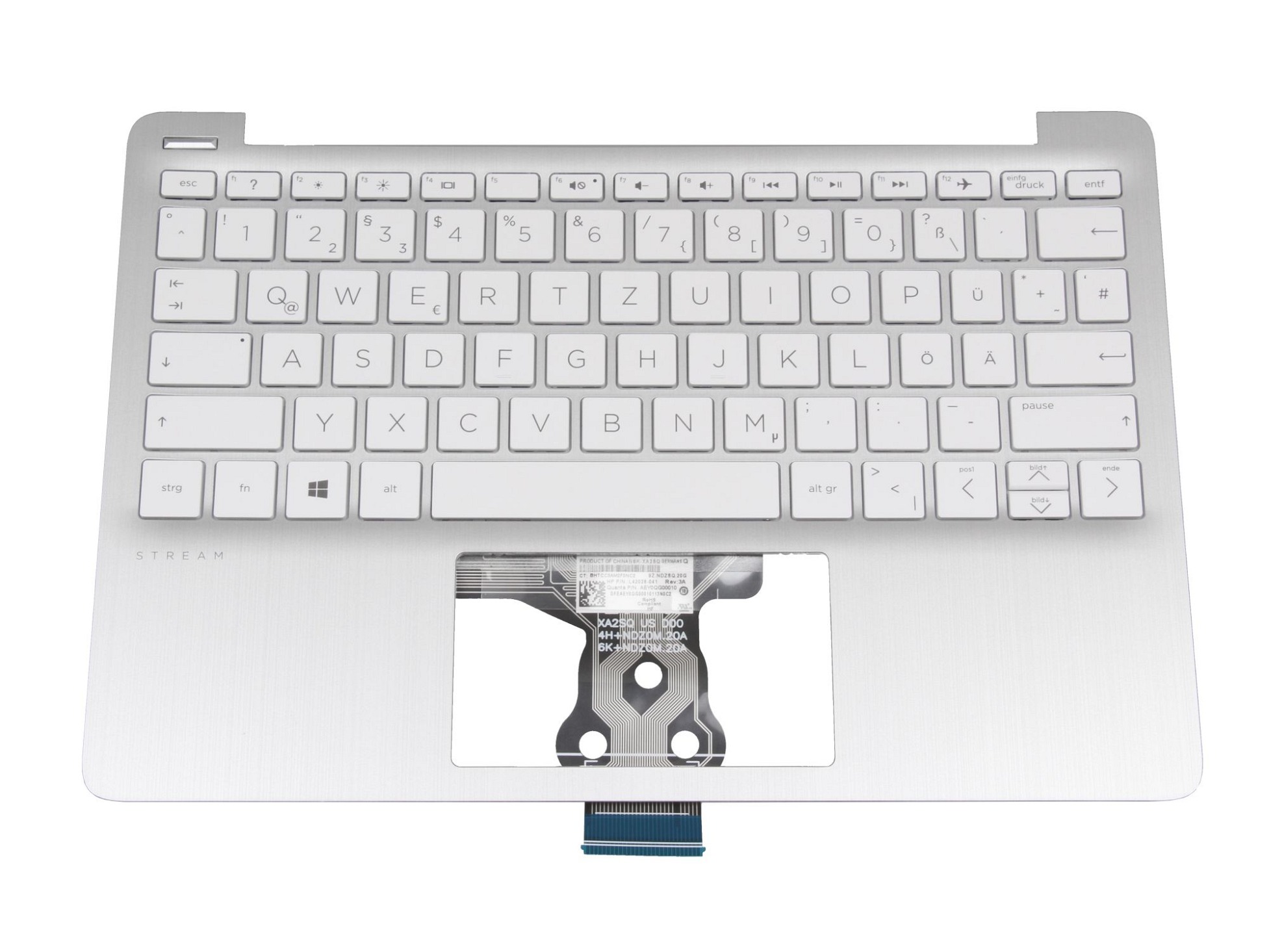 HP NSK-XA2SQ Tastatur inkl. Topcase DE (deutsch) weiß/silber
