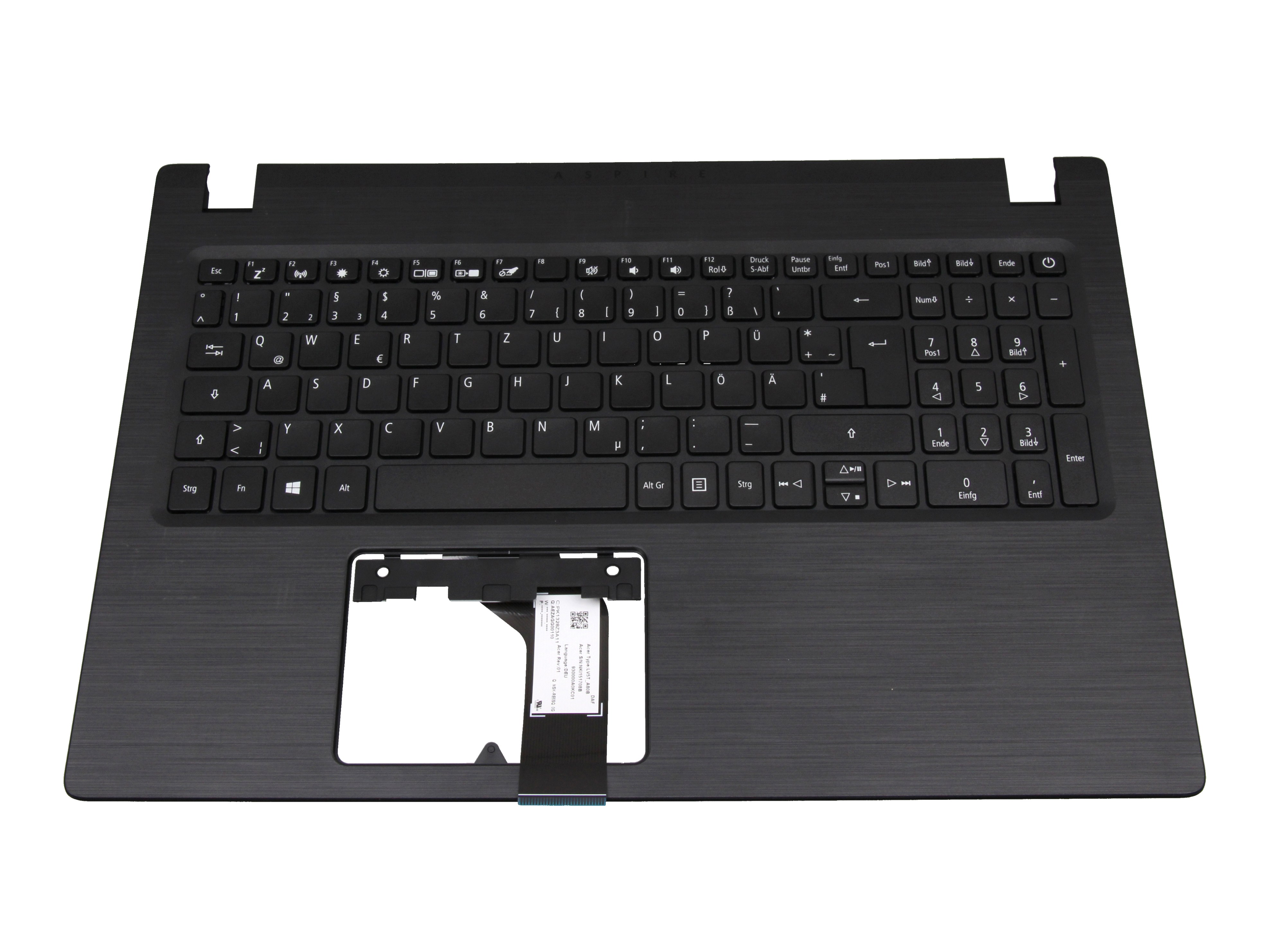 Acer EAZAJ00201A Tastatur inkl. Topcase DE (deutsch) schwarz/schwarz