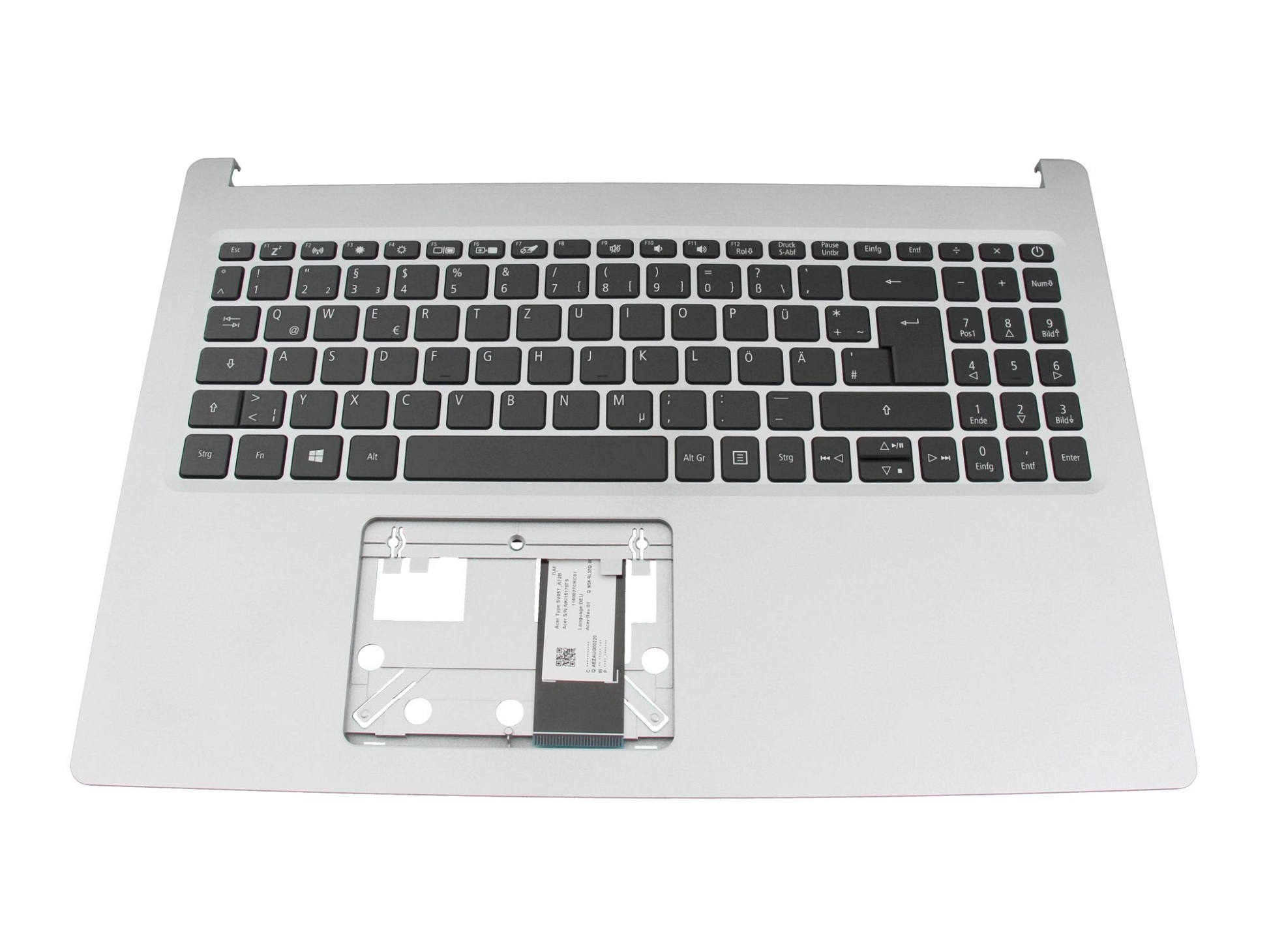 Acer 6BHSNN70111 Tastatur inkl. Topcase DE (deutsch) schwarz/silber
