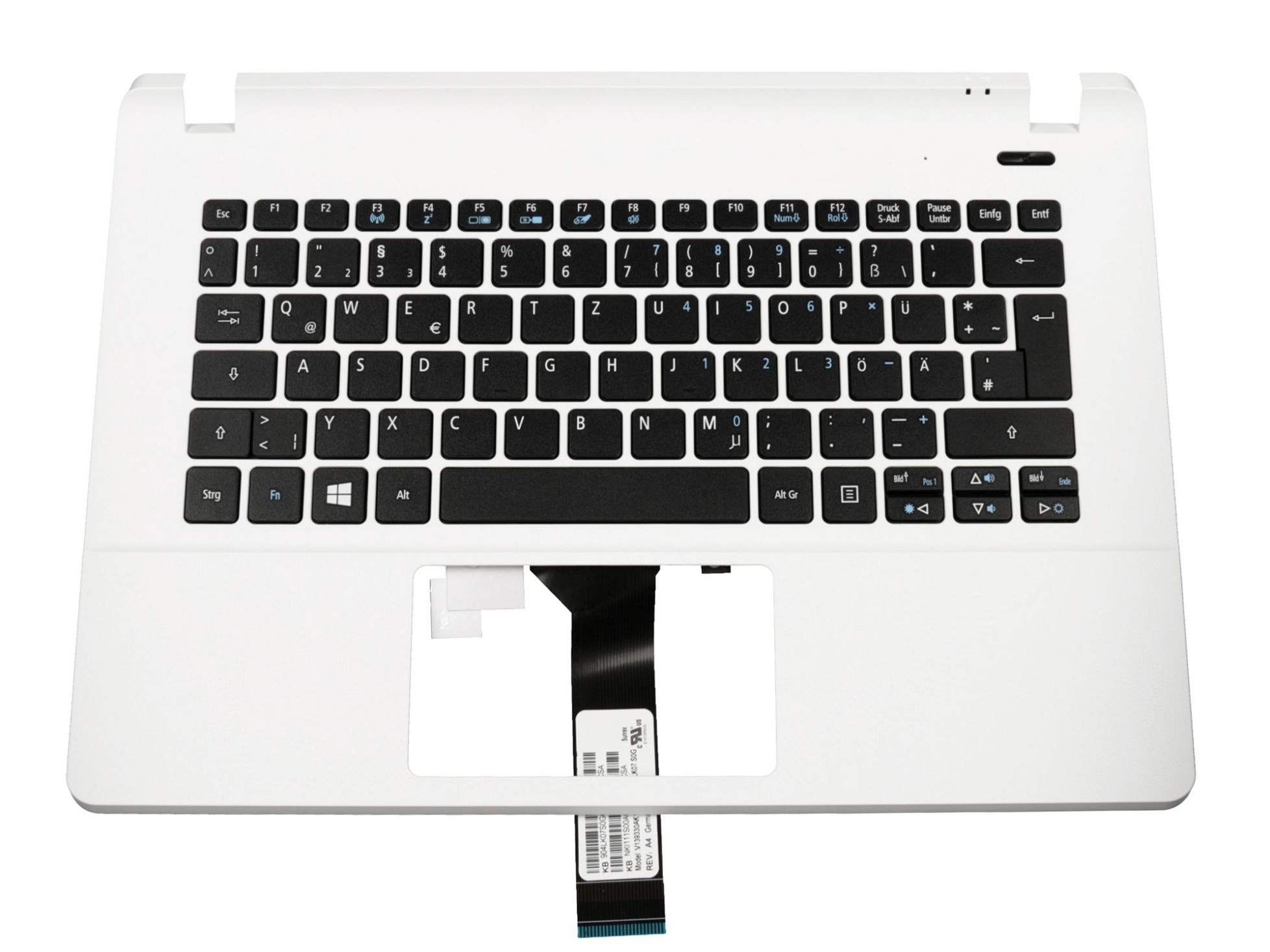 Acer V139330AK1 Tastatur inkl. Topcase DE (deutsch) schwarz/weiß