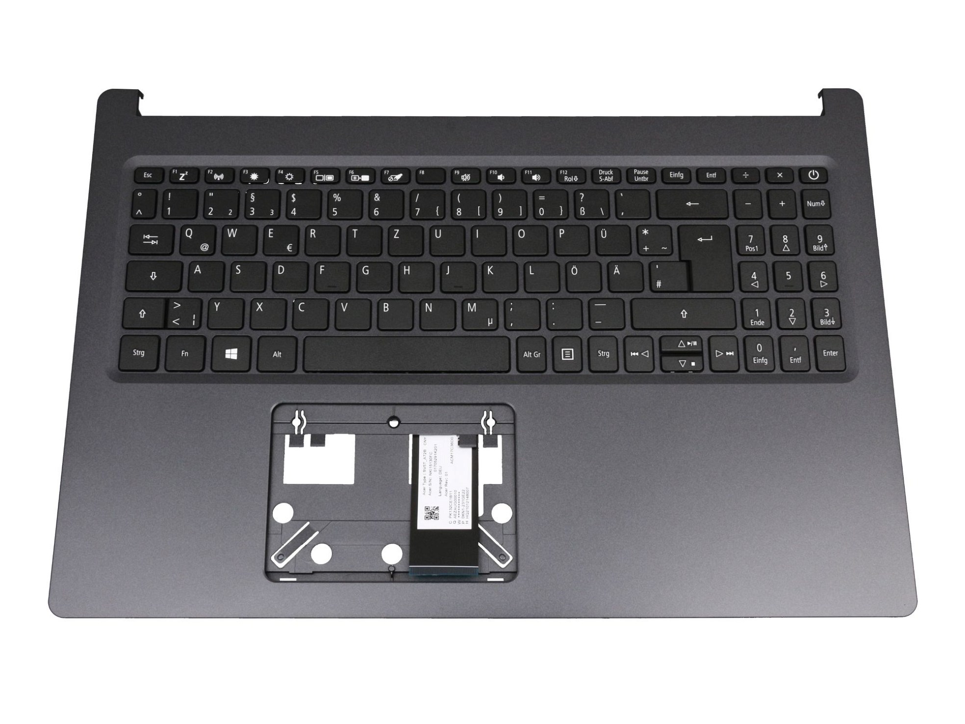 Acer 6BHDEN7021 Tastatur inkl. Topcase DE (deutsch) schwarz/schwarz