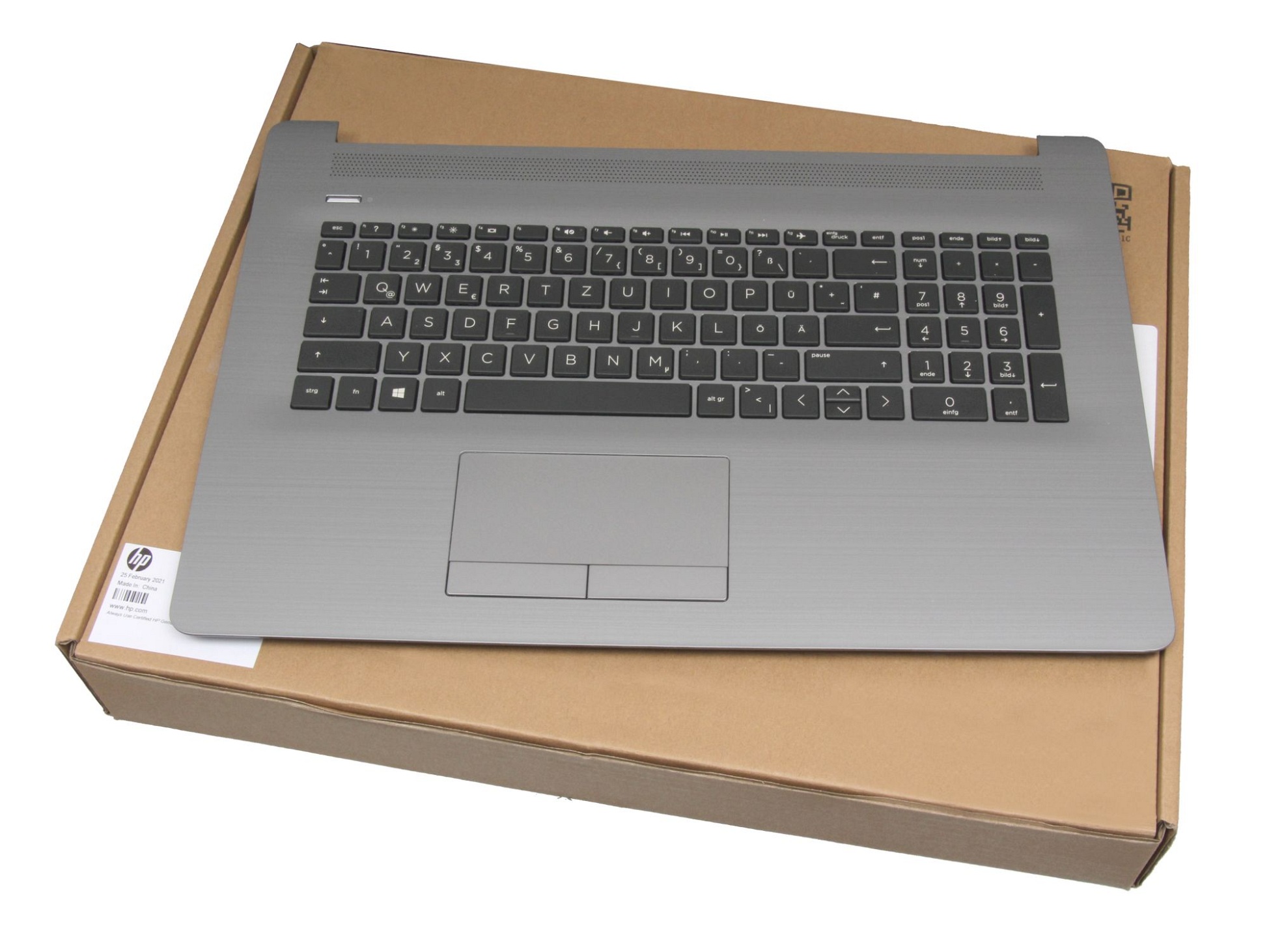 HP SB550A-73H0 Tastatur inkl. Topcase DE (deutsch) schwarz/silber mit ODD
