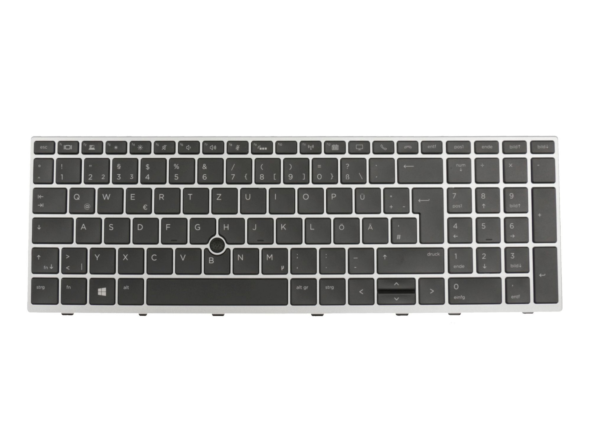 HP HJ1991 Tastatur DE (deutsch) schwarz/silber mit Backlight und Mouse-Stick