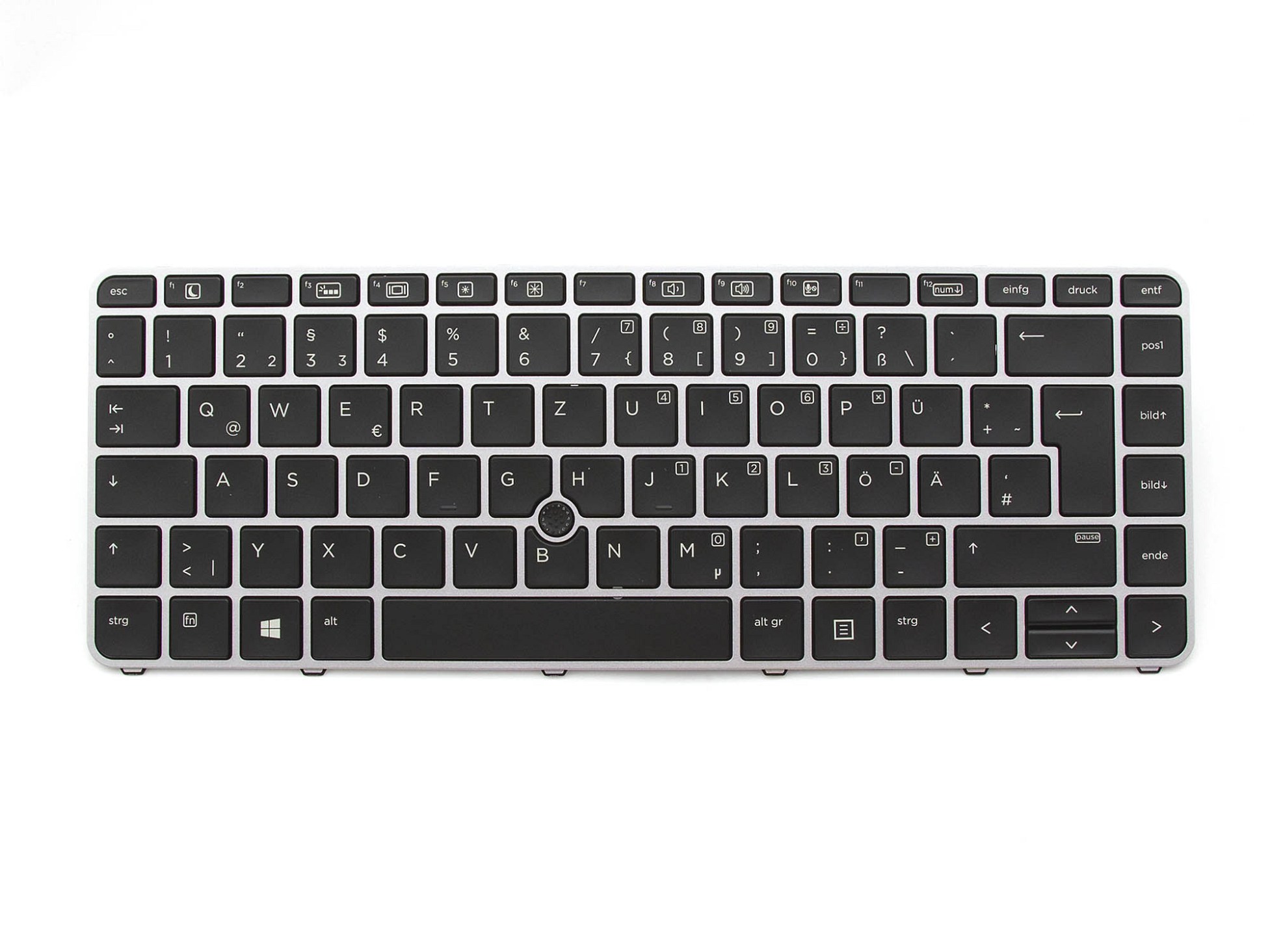 THE840 Tastatur DE (deutsch) schwarz/silber matt mit Backlight und Mouse-Stick