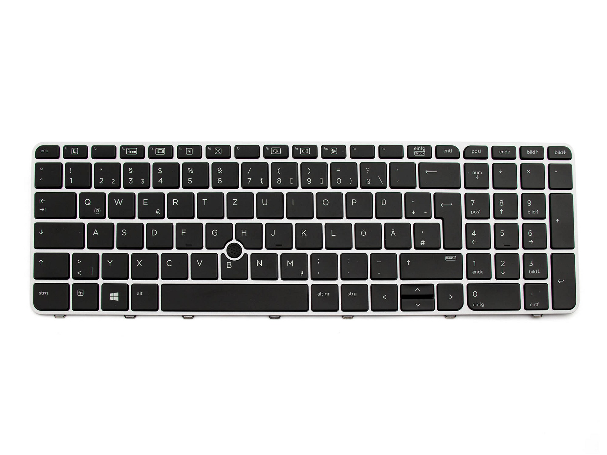 HP 819899-041 Tastatur DE (deutsch) schwarz/silber matt mit Backlight und Mouse-Stick
