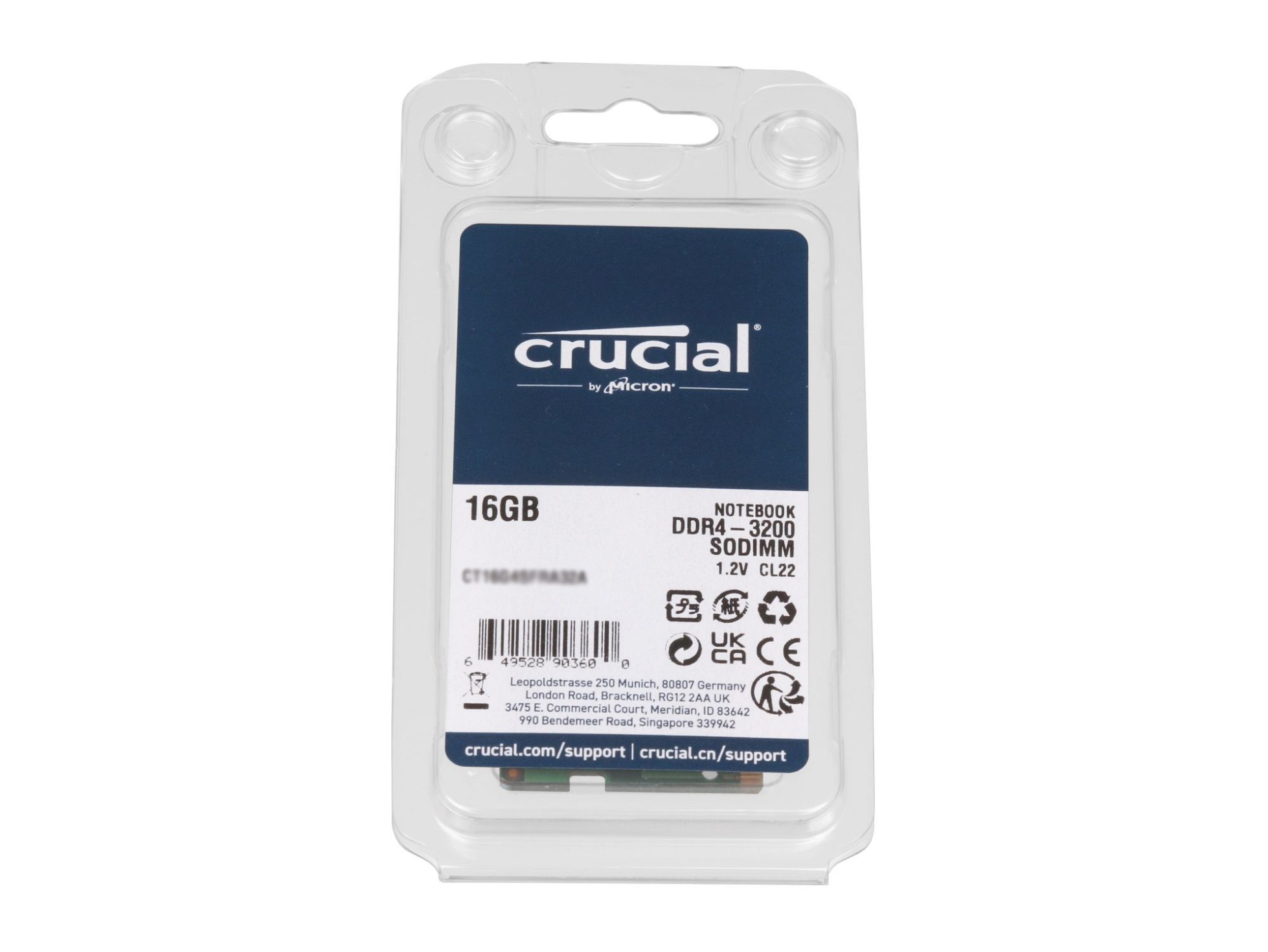 Crucial CT16G4SFD832A Crucial Arbeitsspeicher 16GB DDR4-RAM 3200MHz (PC4-25600)