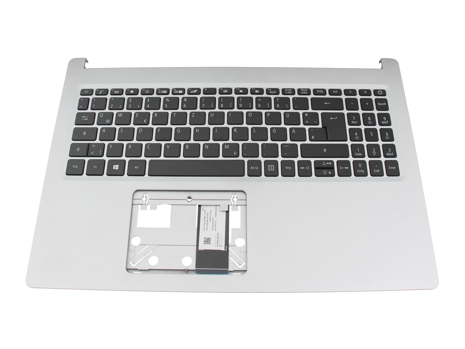 Acer 6B.HSNN7.011 Tastatur inkl. Topcase DE (deutsch) schwarz/silber