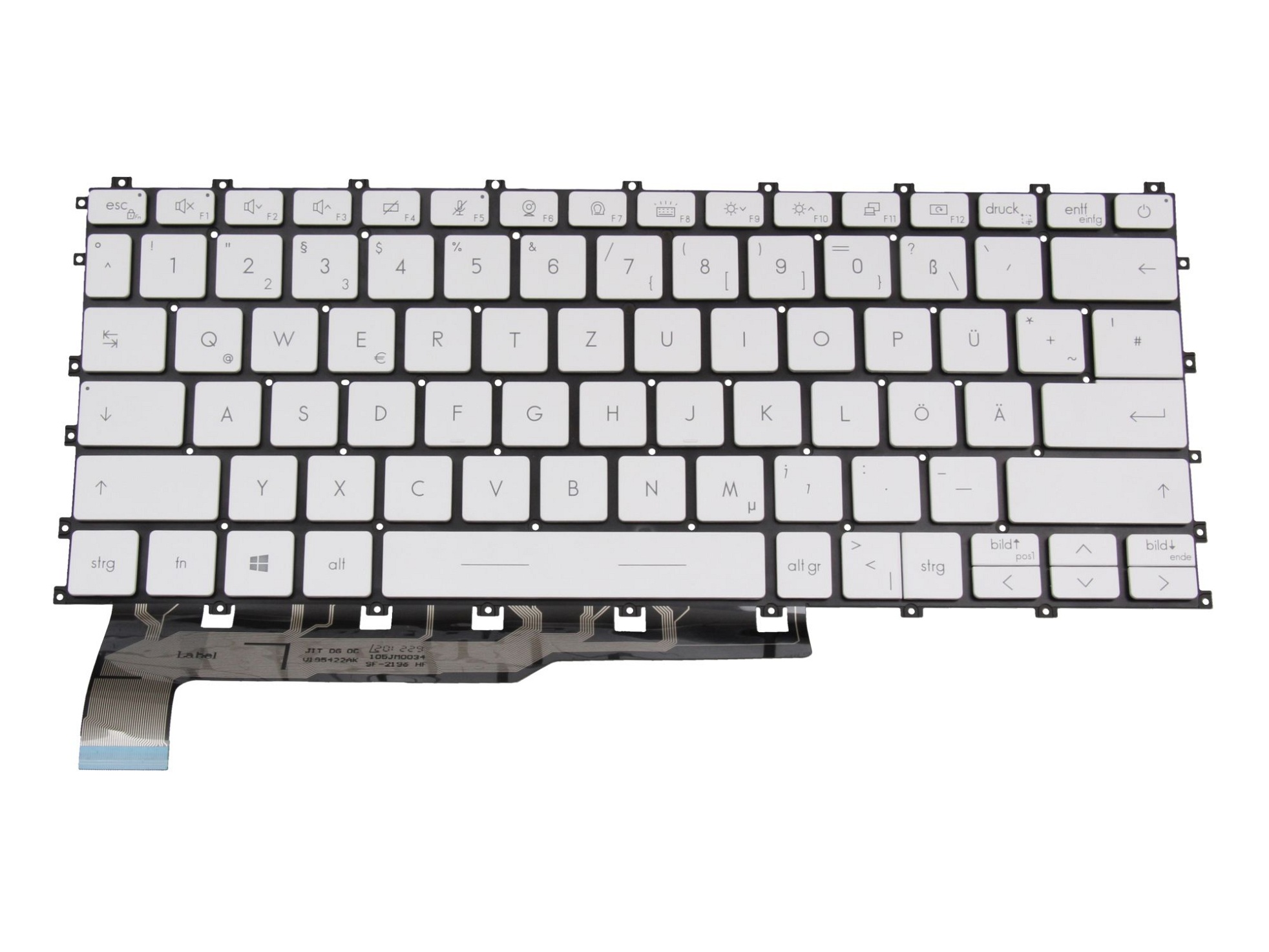 Sunrex V195422BK1 GR Tastatur DE (deutsch) weiß mit Backlight
