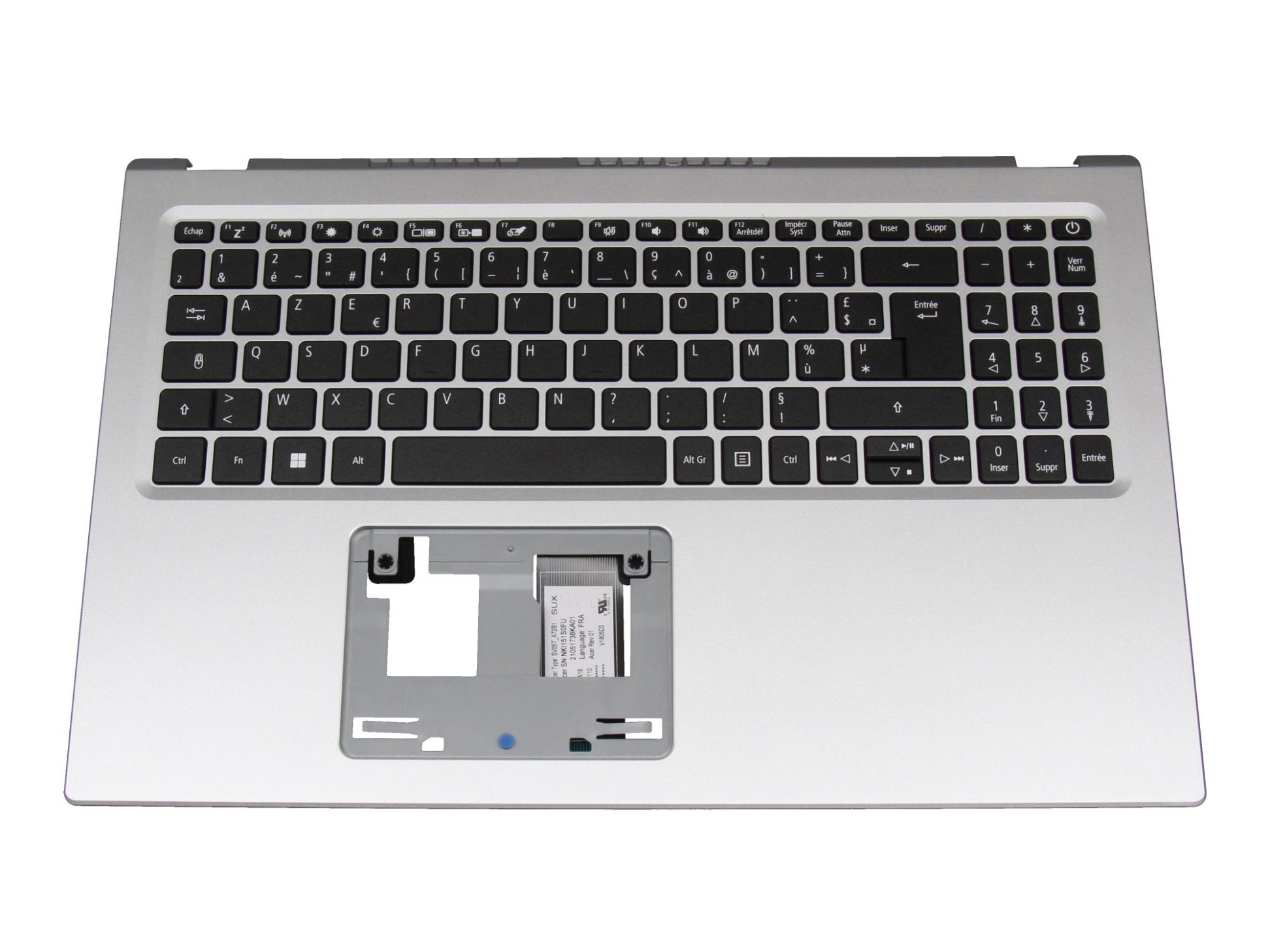 Acer V1805D3 Tastatur inkl. Topcase FR (französisch) schwarz/silber