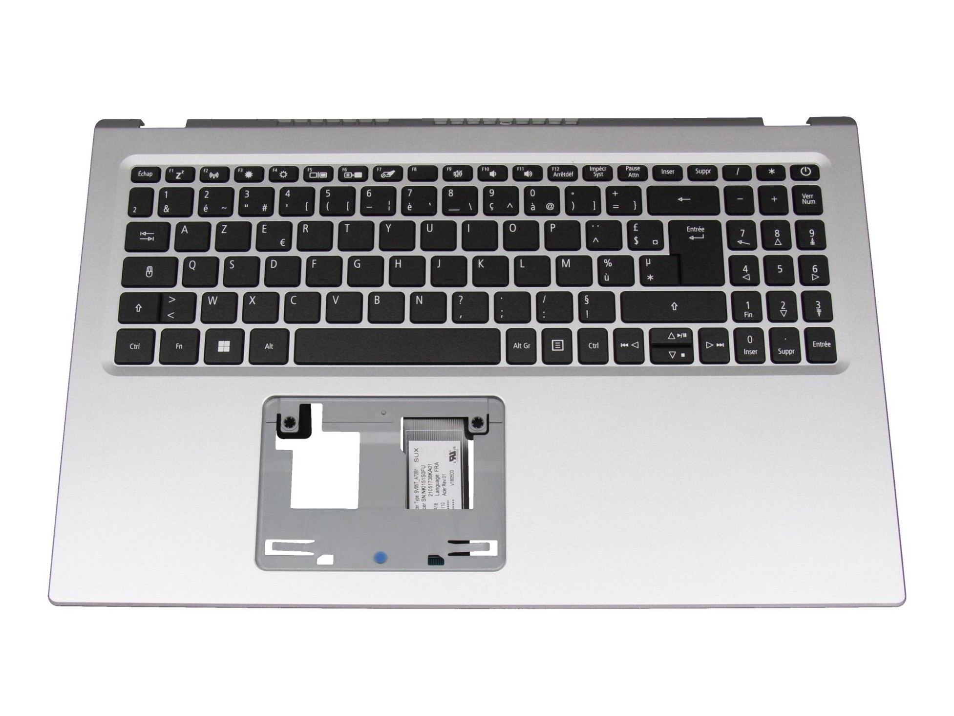 Acer 6BA6MN2019 Tastatur inkl. Topcase FR (französisch) schwarz/silber