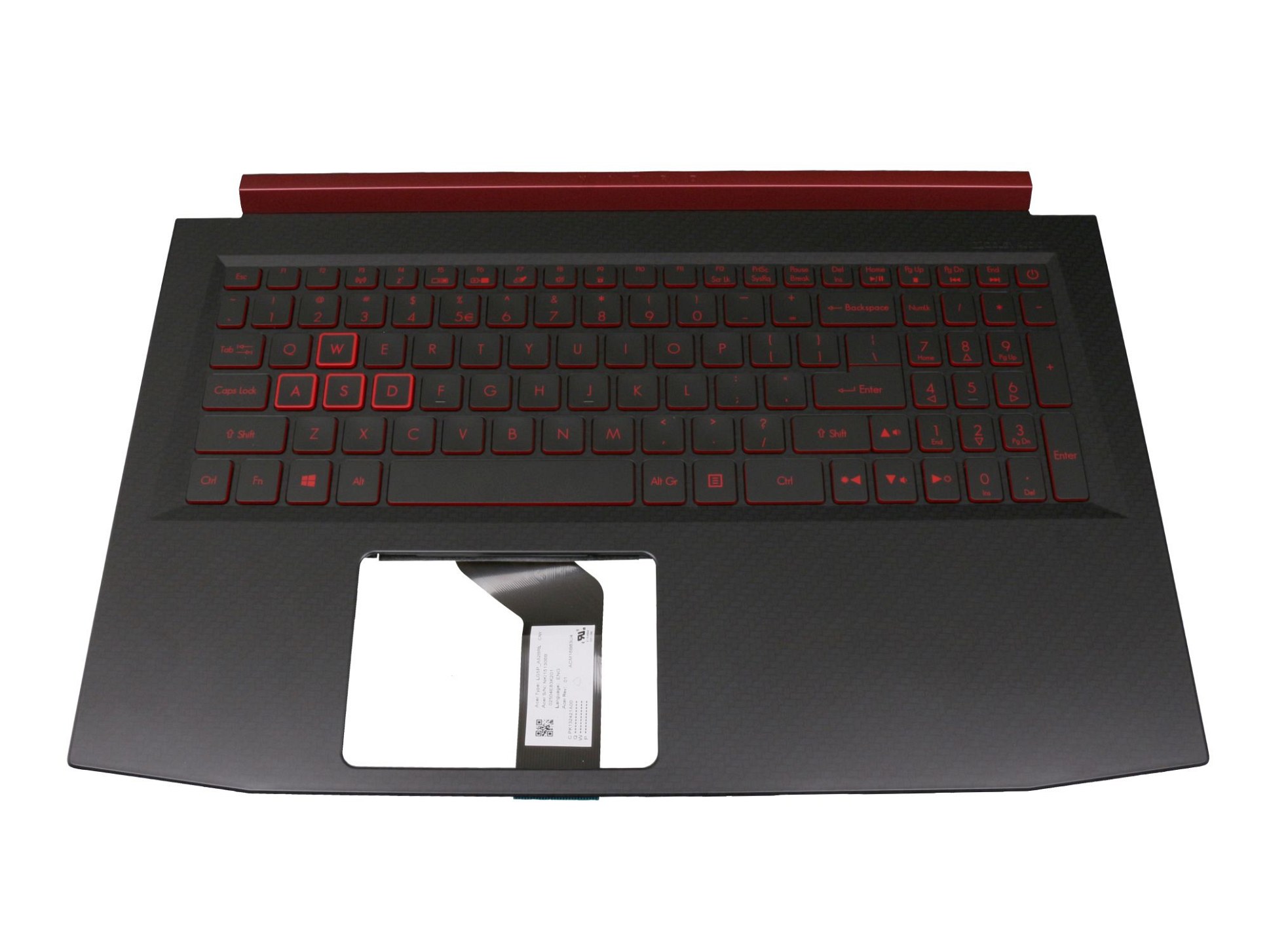 TEN515 Tastatur inkl. Topcase US (englisch) schwarz/rot/schwarz mit Backlight (Nvidia 1060)
