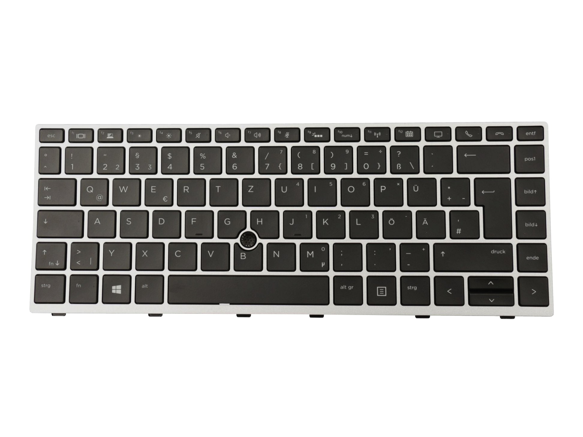 HP SN9172BL Tastatur DE (deutsch) schwarz/silber mit Backlight und Mouse-Stick (SureView)
