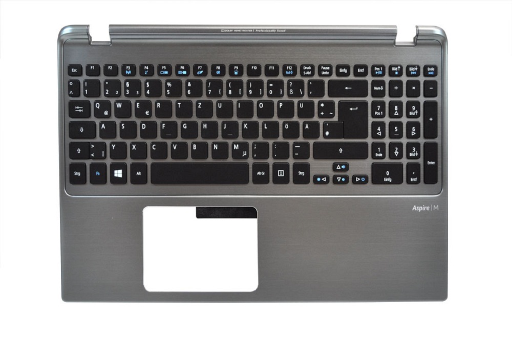 Acer 60.RZCN2.045 Tastatur inkl. Topcase DE (deutsch) schwarz/silber mit Backlight