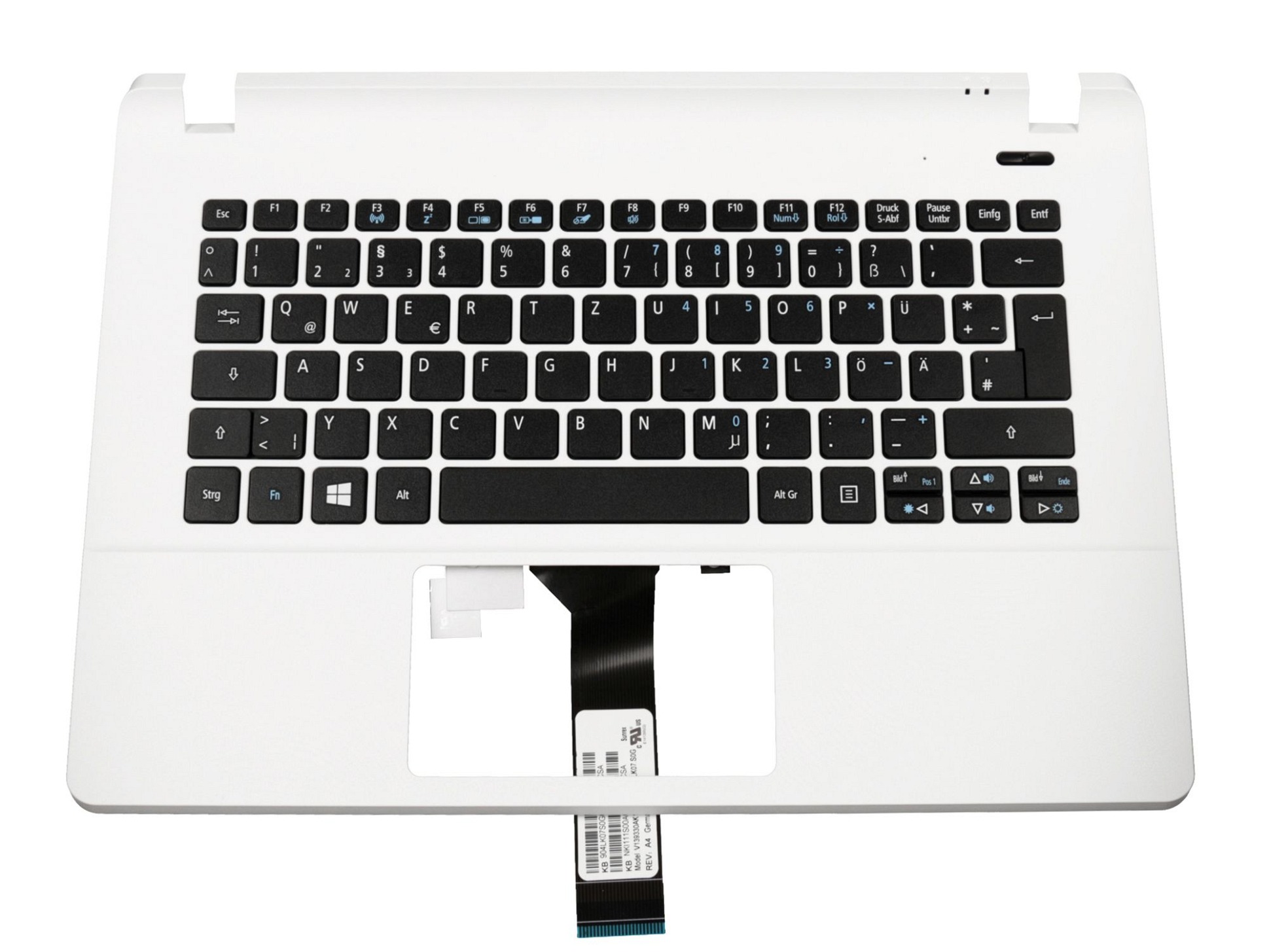 Acer NKI111S00A64 Tastatur inkl. Topcase DE (deutsch) schwarz/weiß