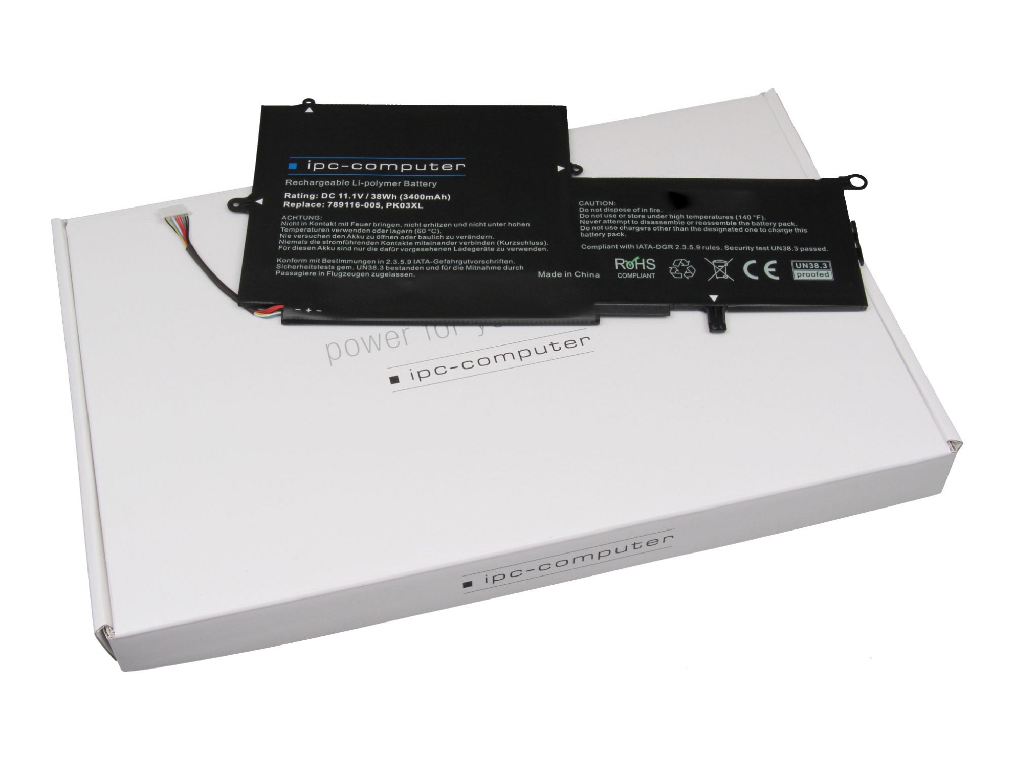 IPC-Computer Akku 38Wh für HP Spectre Pro x360 G2