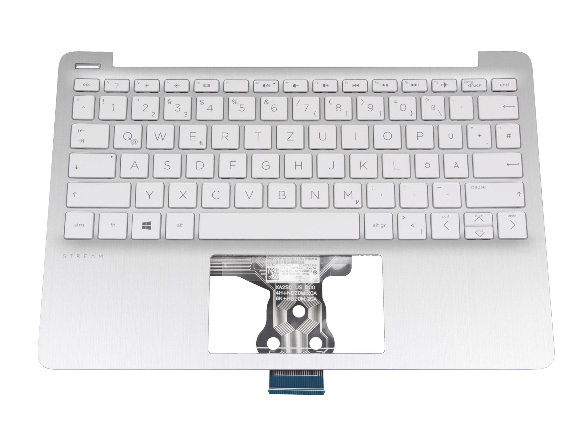 HP 9Z.NDZSQ.20G Tastatur inkl. Topcase DE (deutsch) weiß/silber