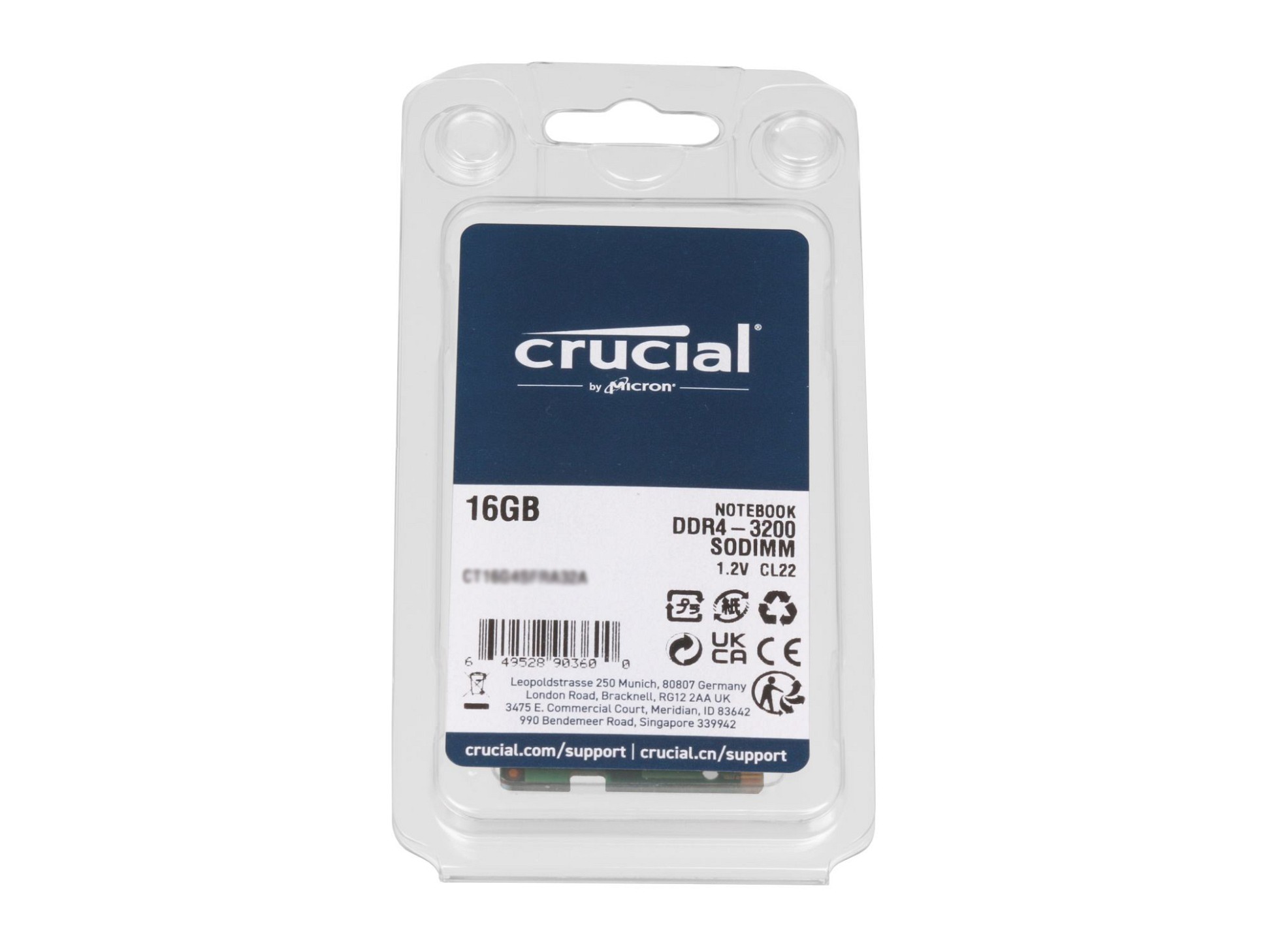 Crucial CT16G4SFRA32A Crucial Arbeitsspeicher 16GB DDR4-RAM 3200MHz (PC4-25600)