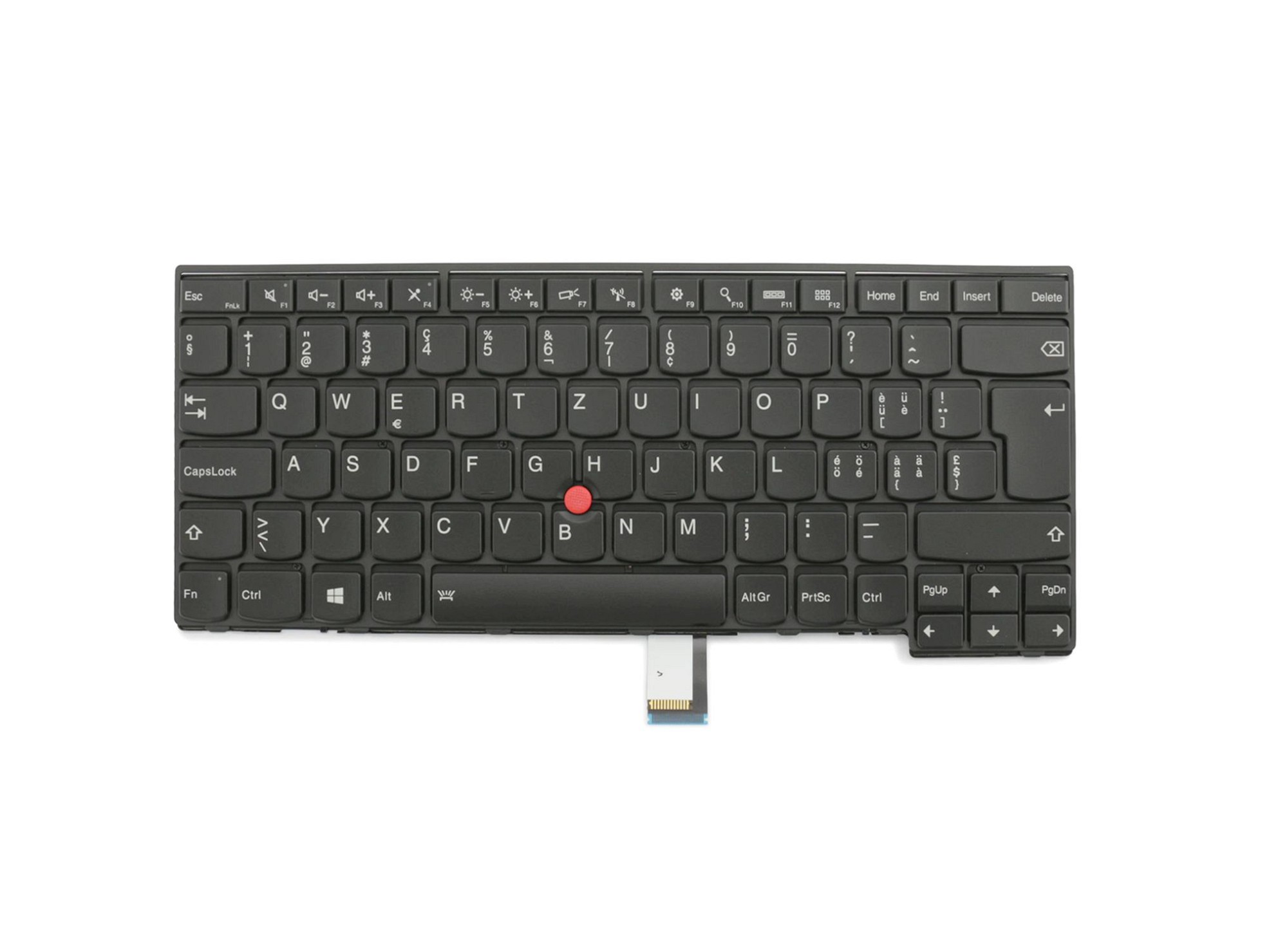 Lenovo 04X0166 Tastatur CH (schweiz) schwarz/schwarz matt mit Backlight und Mouse-Stick