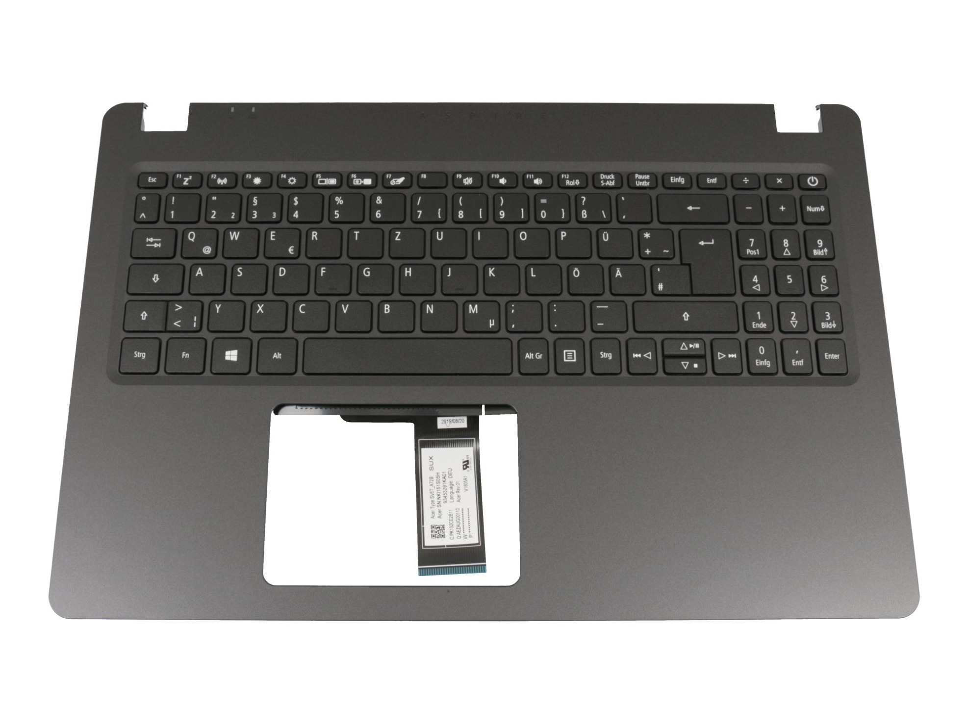 Acer FA2MJ000101 Tastatur inkl. Topcase DE (deutsch) schwarz/schwarz