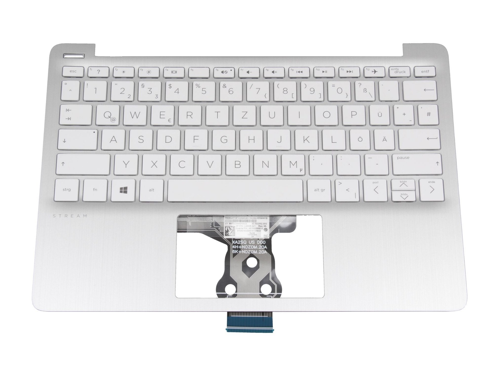 HP L44642-041 Tastatur inkl. Topcase DE (deutsch) weiß/silber