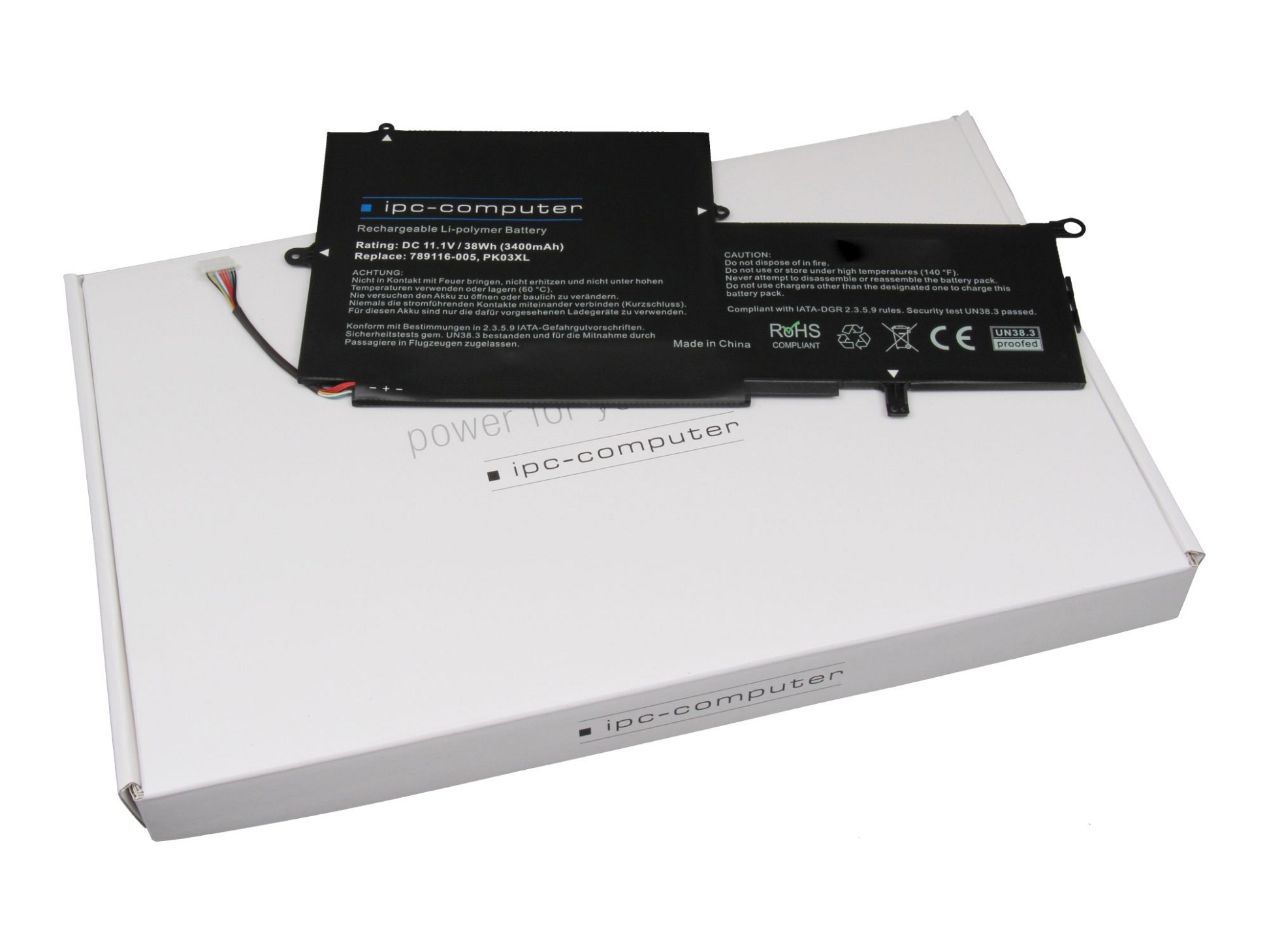 IPC-Computer Akku 38Wh für HP Spectre x360 13t-4000